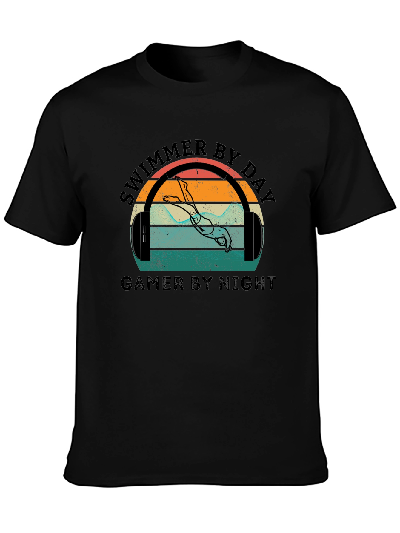 Swimmer By Day Gamer By Night Graphic T-Shirt