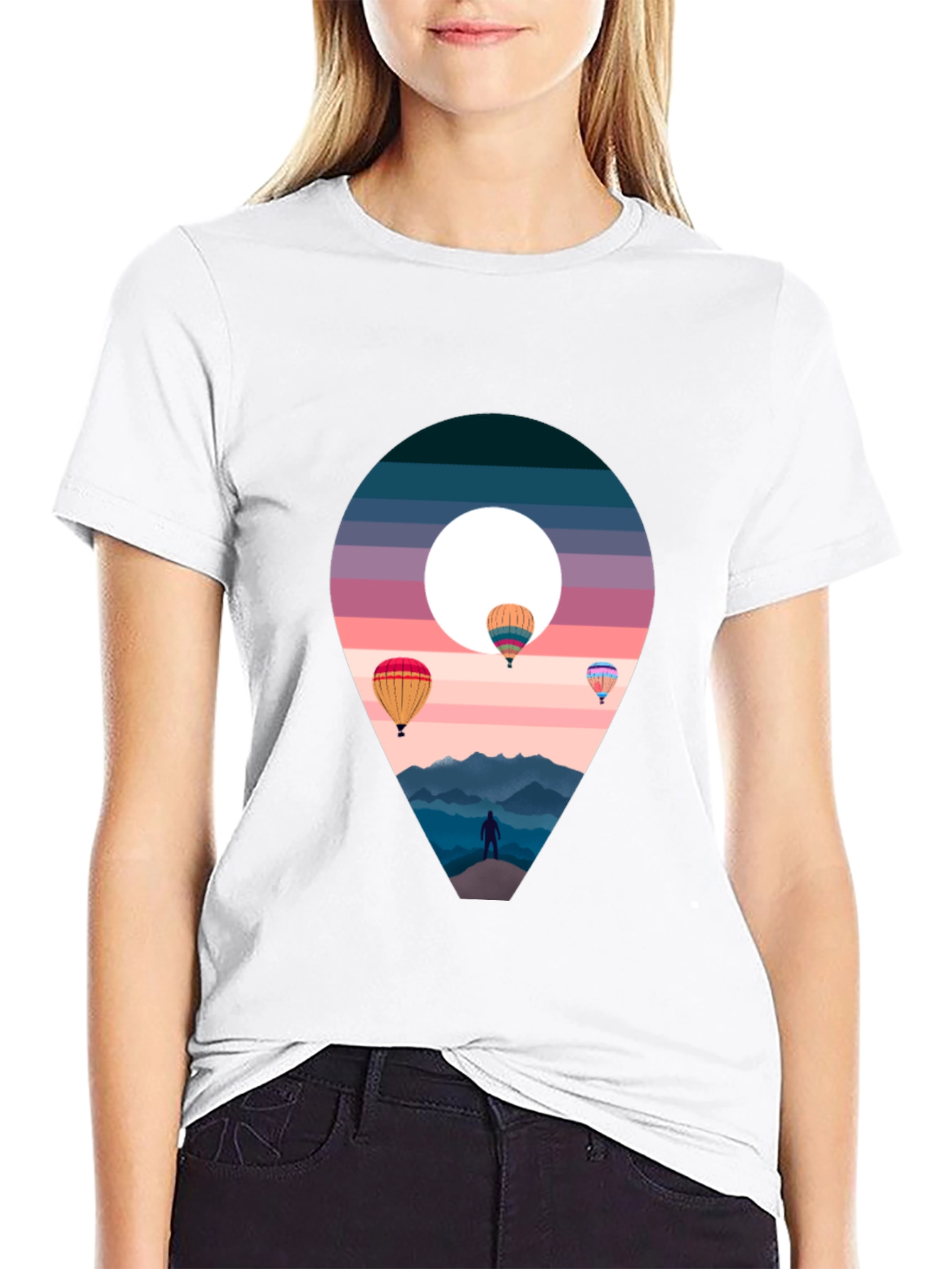 Adventure Awaits Black T-Shirt - Hot Air Balloons