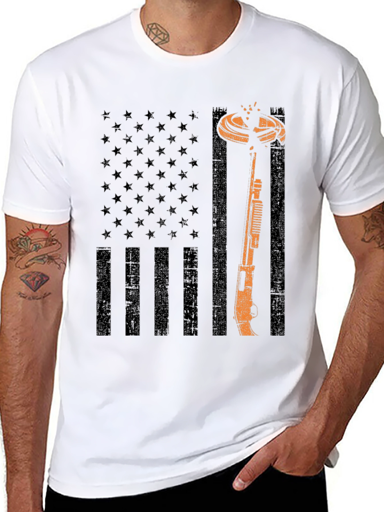 American Flag Clay Shooting T-Shirt