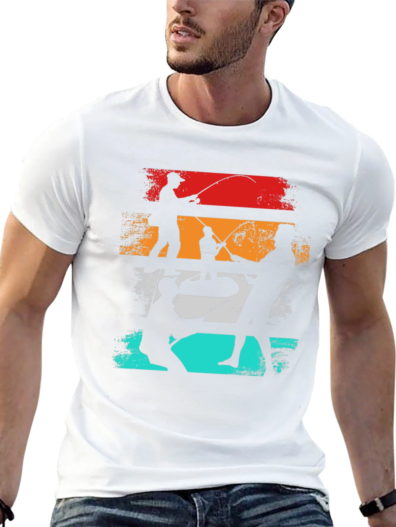 Retro Fishing T-Shirt - Anglers Silhouette Tee