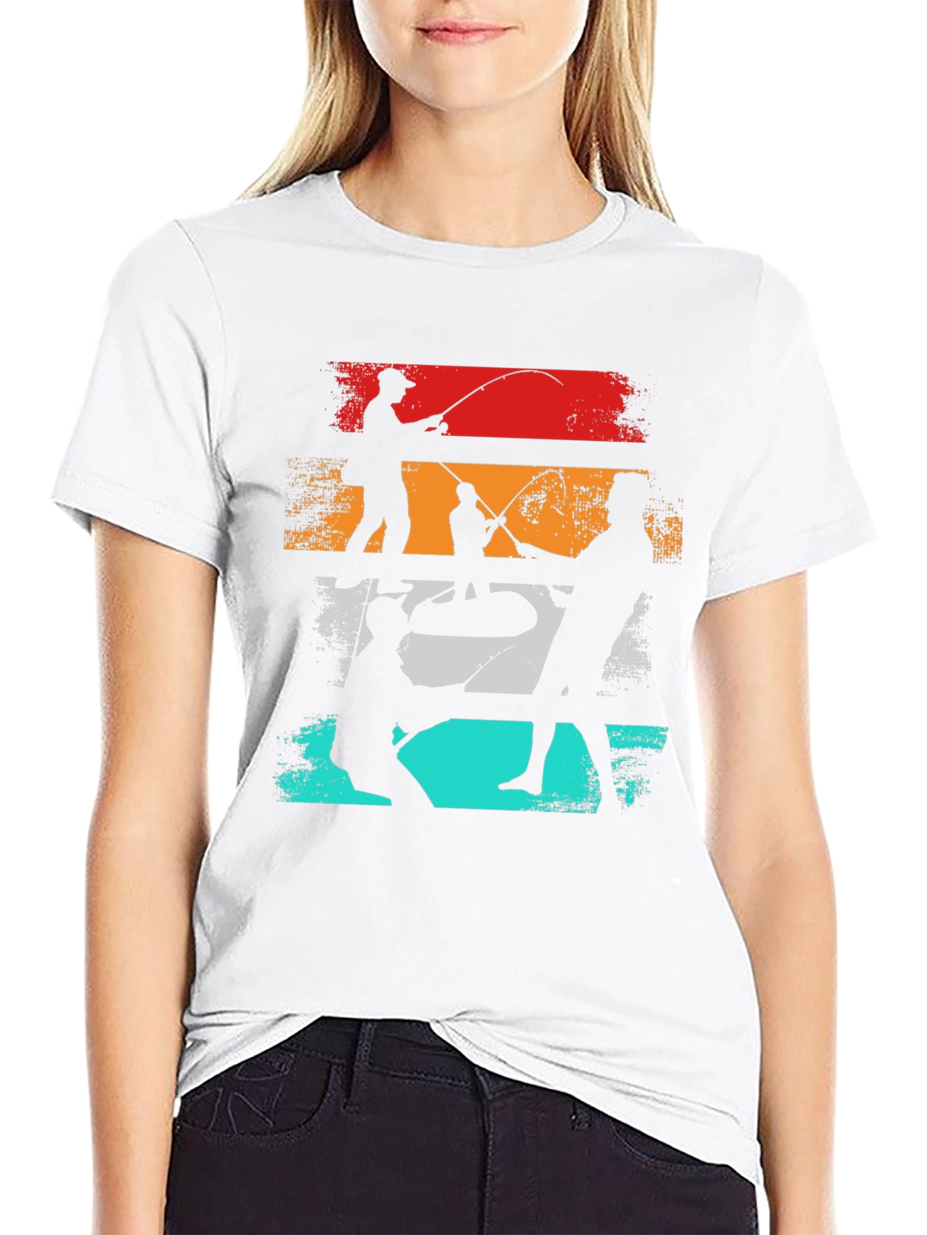 Retro Fishing T-Shirt - Anglers Silhouette Tee