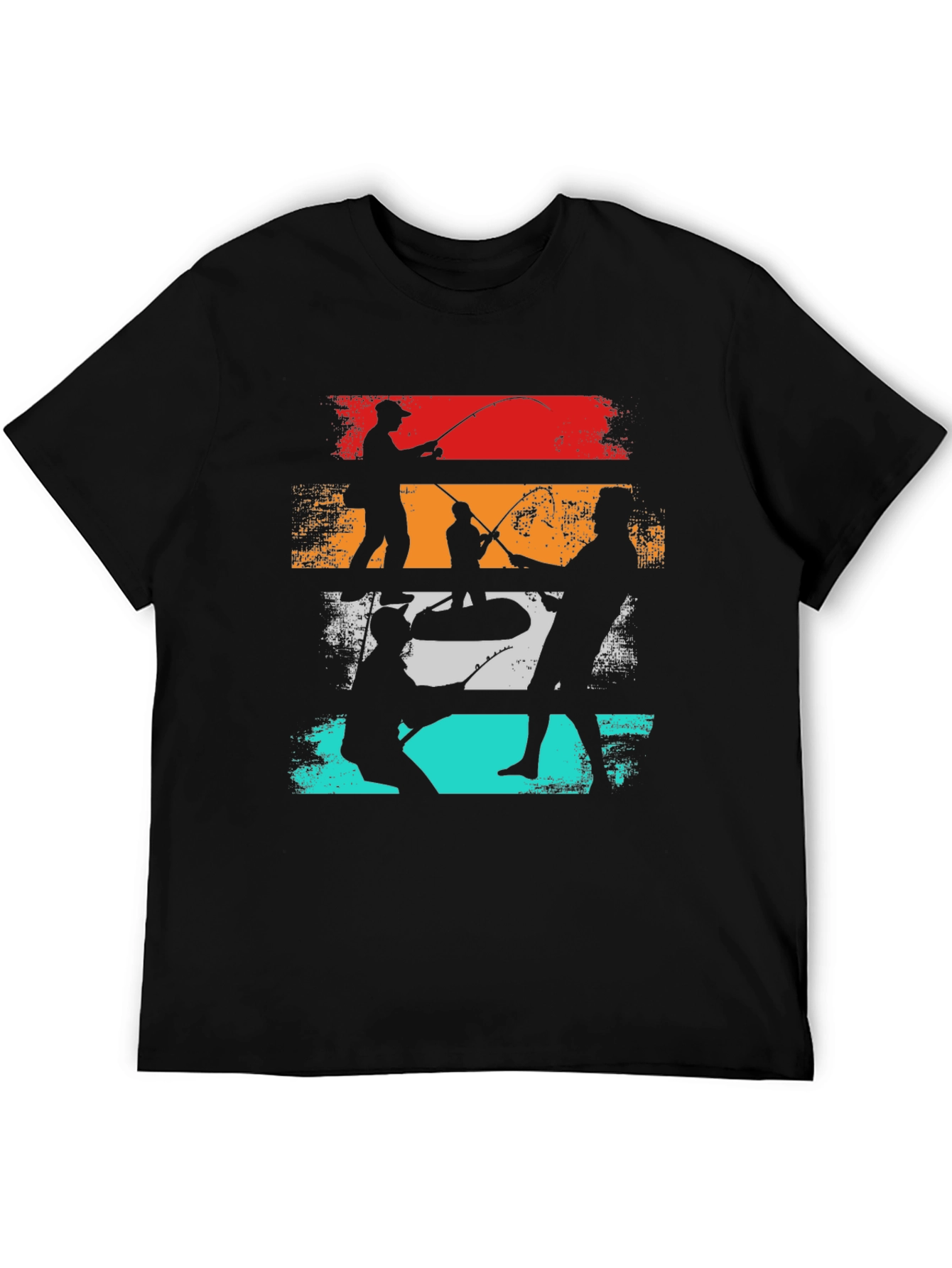 Retro Fishing T-Shirt - Anglers Silhouette Tee