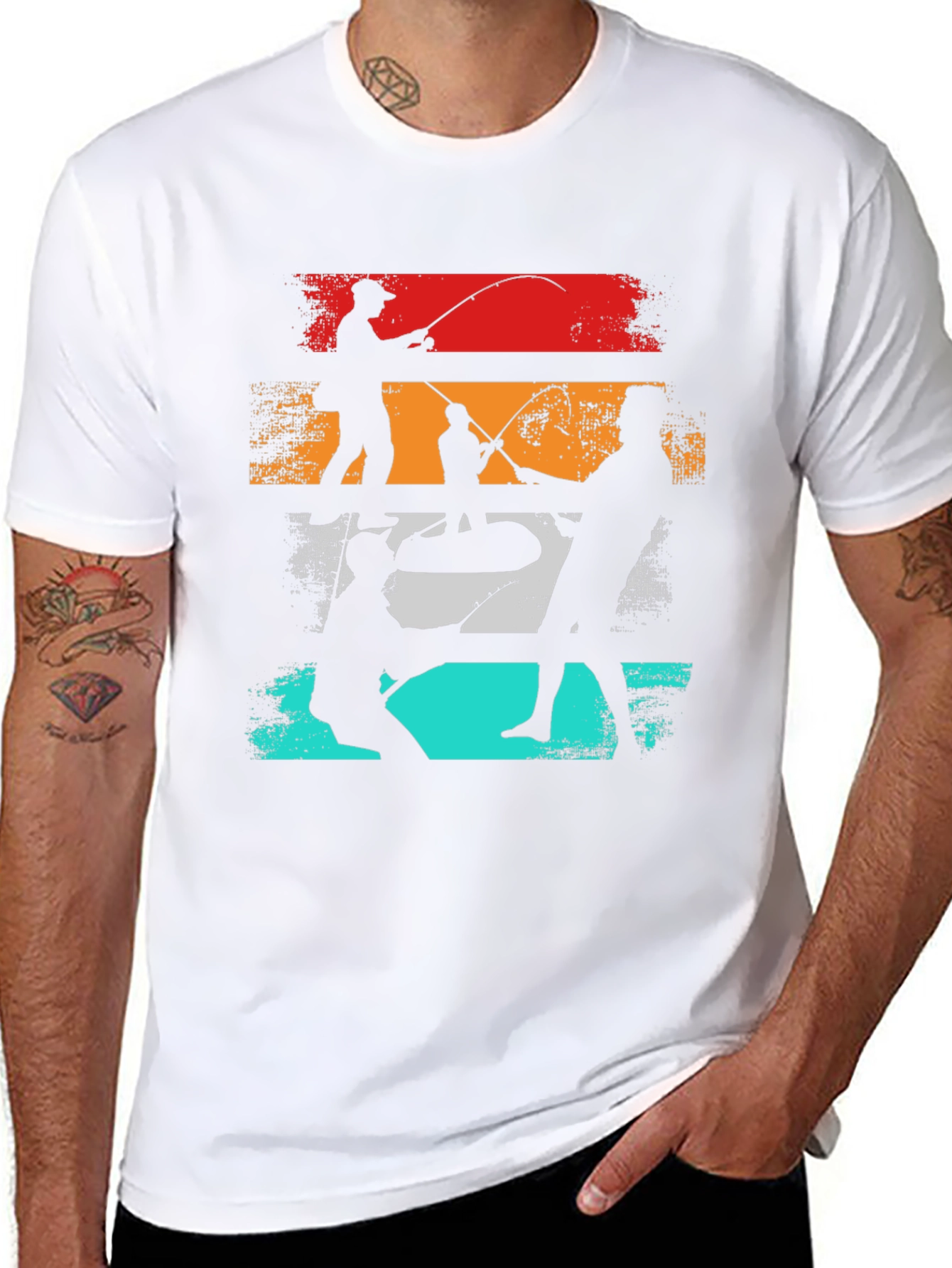 Retro Fishing T-Shirt - Anglers Silhouette Tee