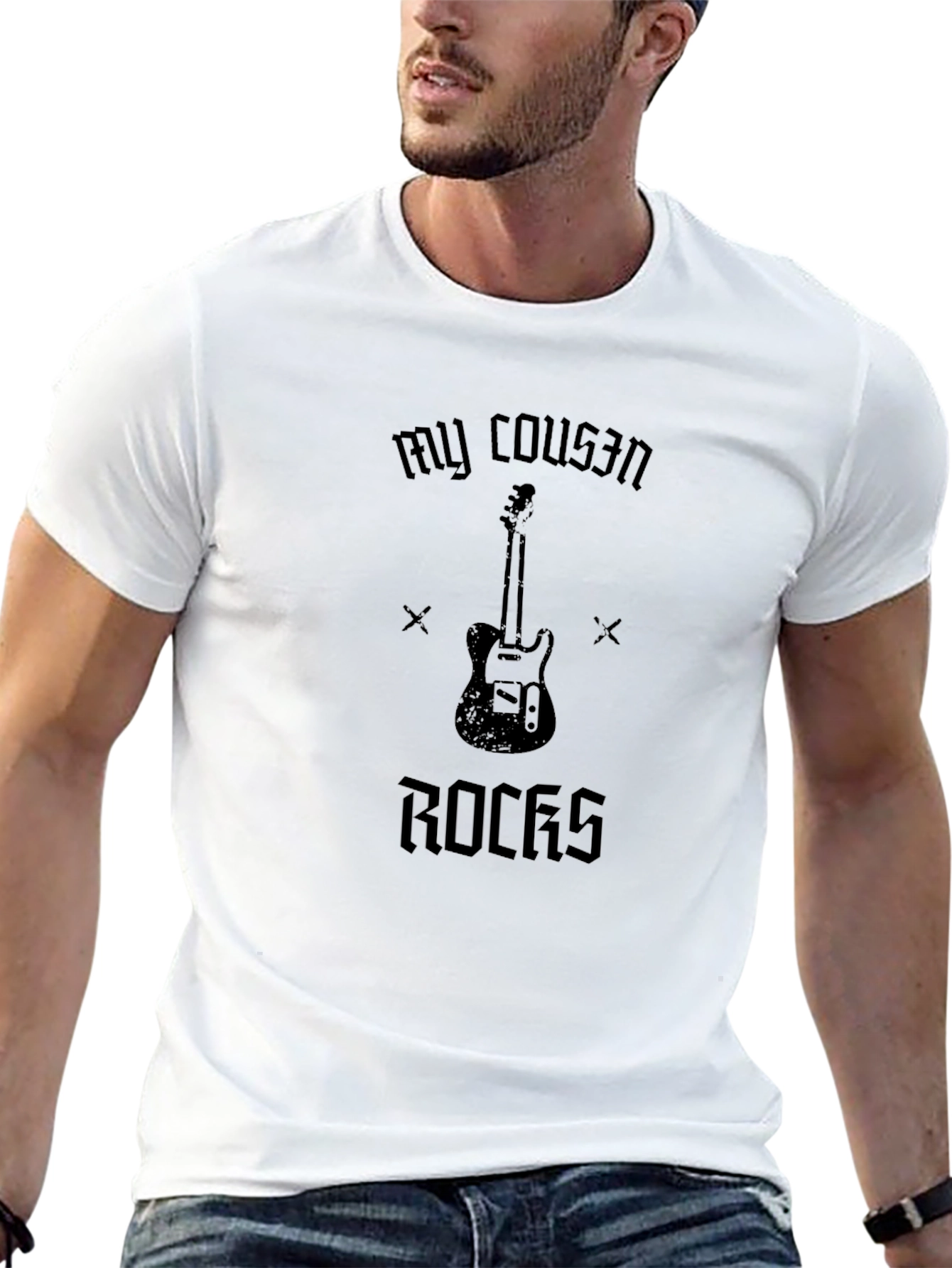 My Cousin Rocks Guitar T-Shirt - Black