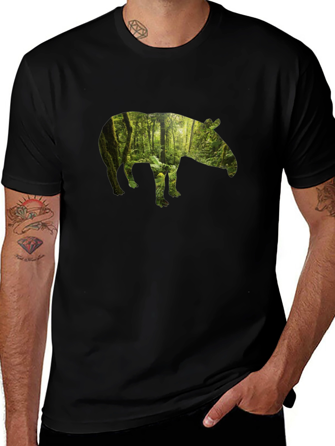 Tapir Forest Graphic Tee - Nature Inspired Design