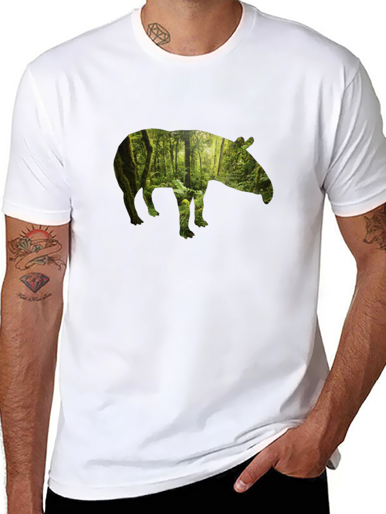 Tapir Forest Graphic Tee - Nature Inspired Design