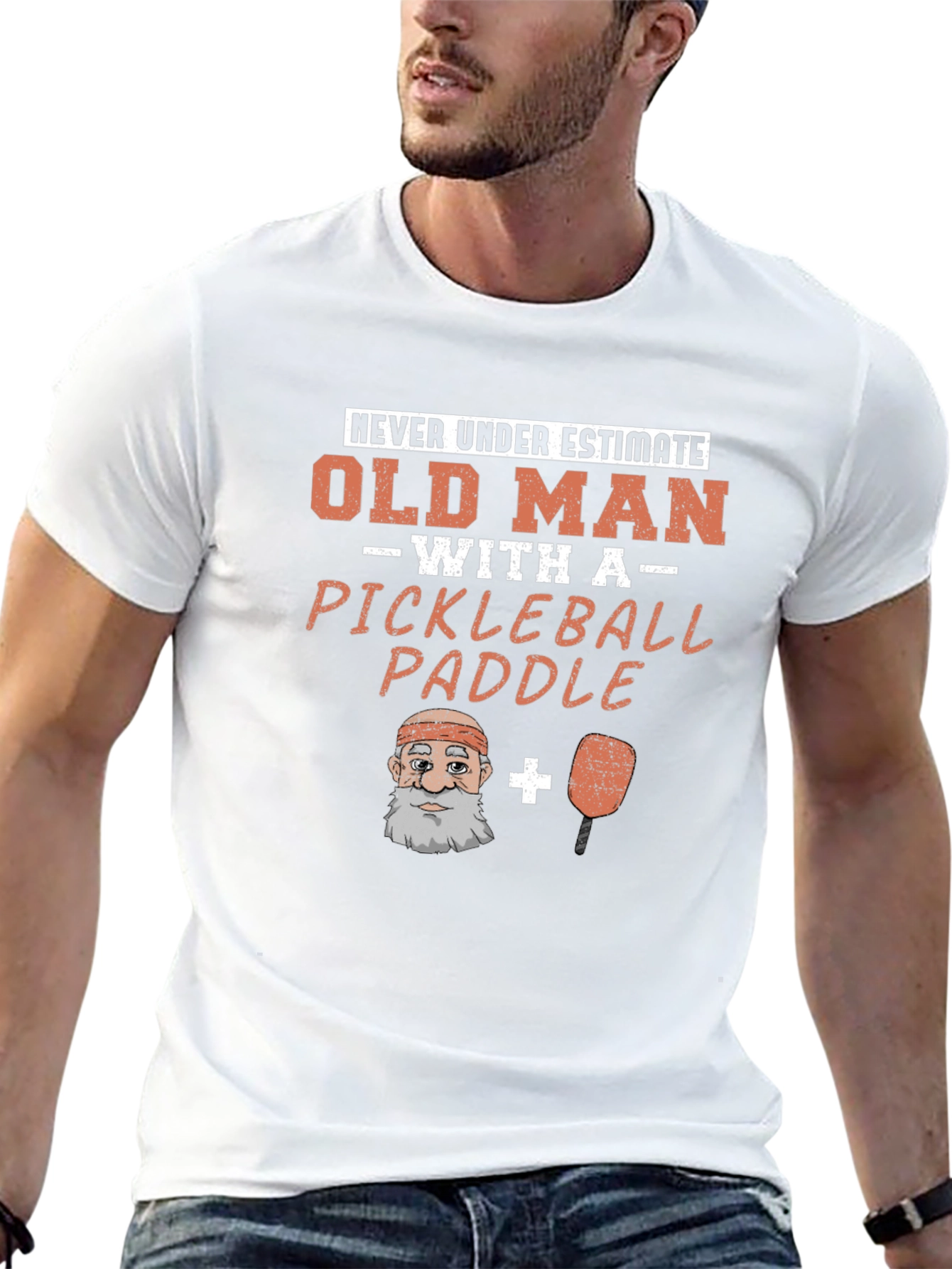 Old Man Pickleball Paddle Funny Graphic Tee