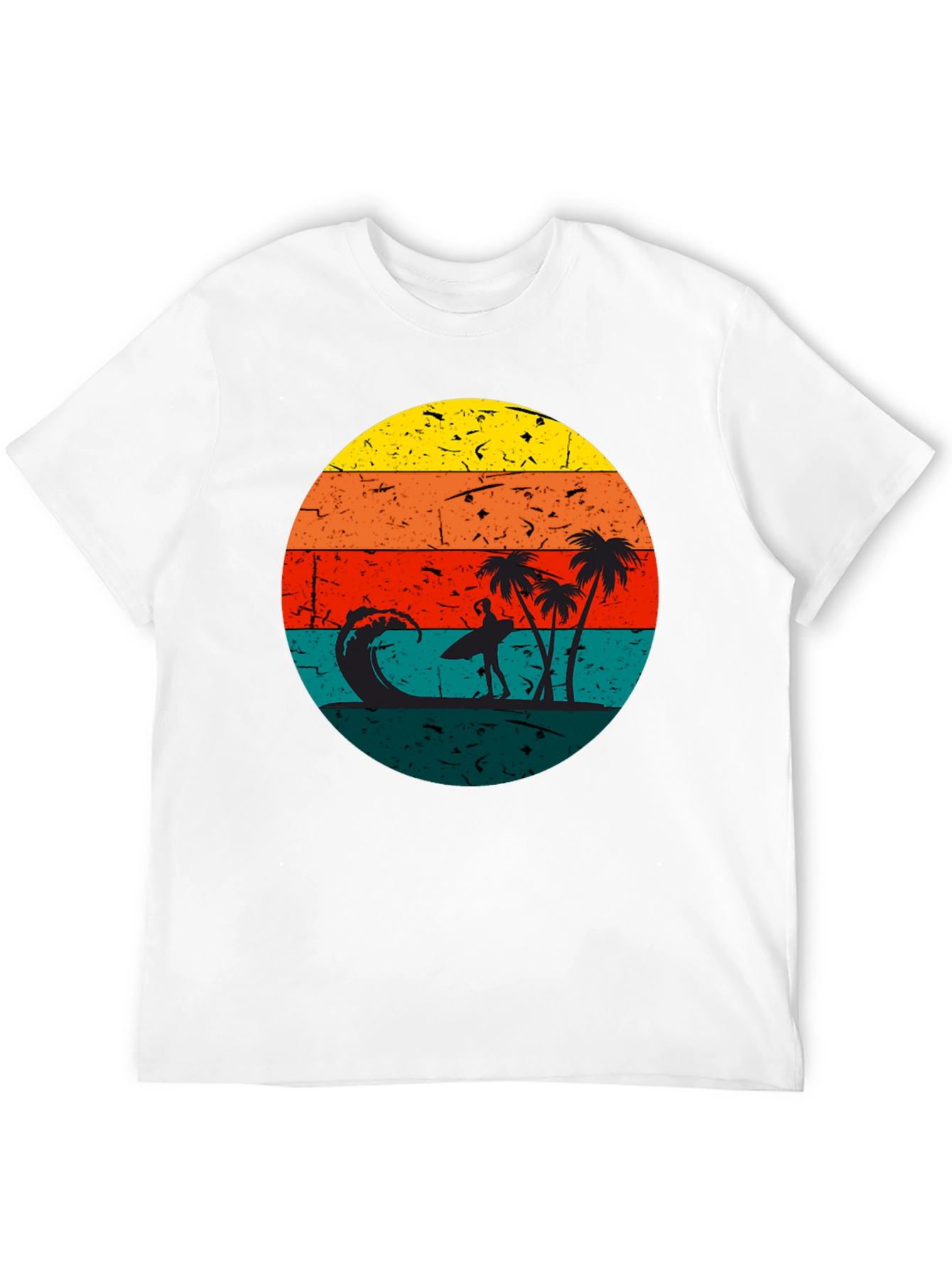 Retro Sunset Surfer T-Shirt - Black