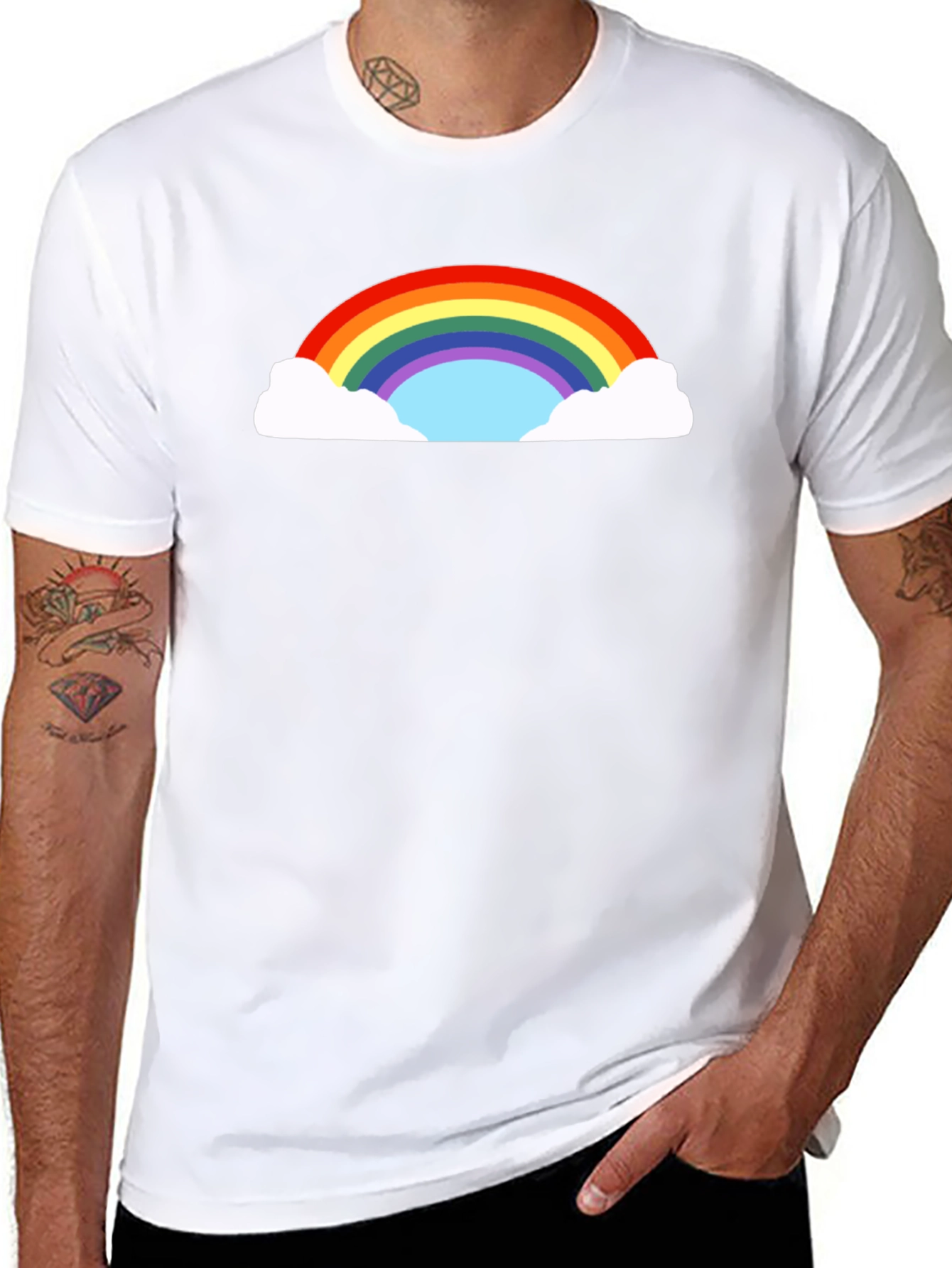 Rainbow Cloud Graphic Black T-Shirt