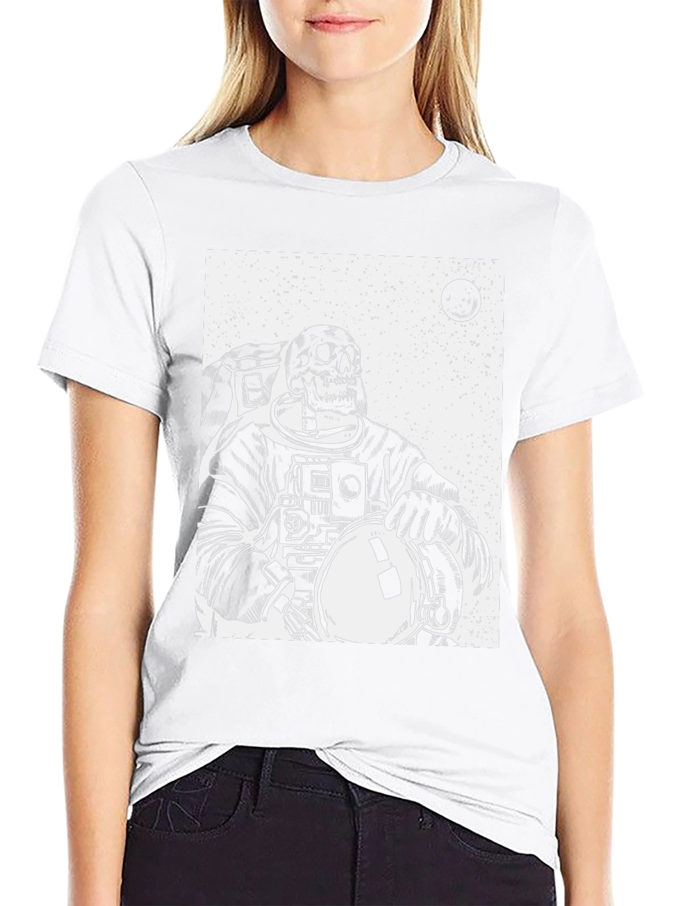 Astronaut Skeleton Graphic T-Shirt - Black
