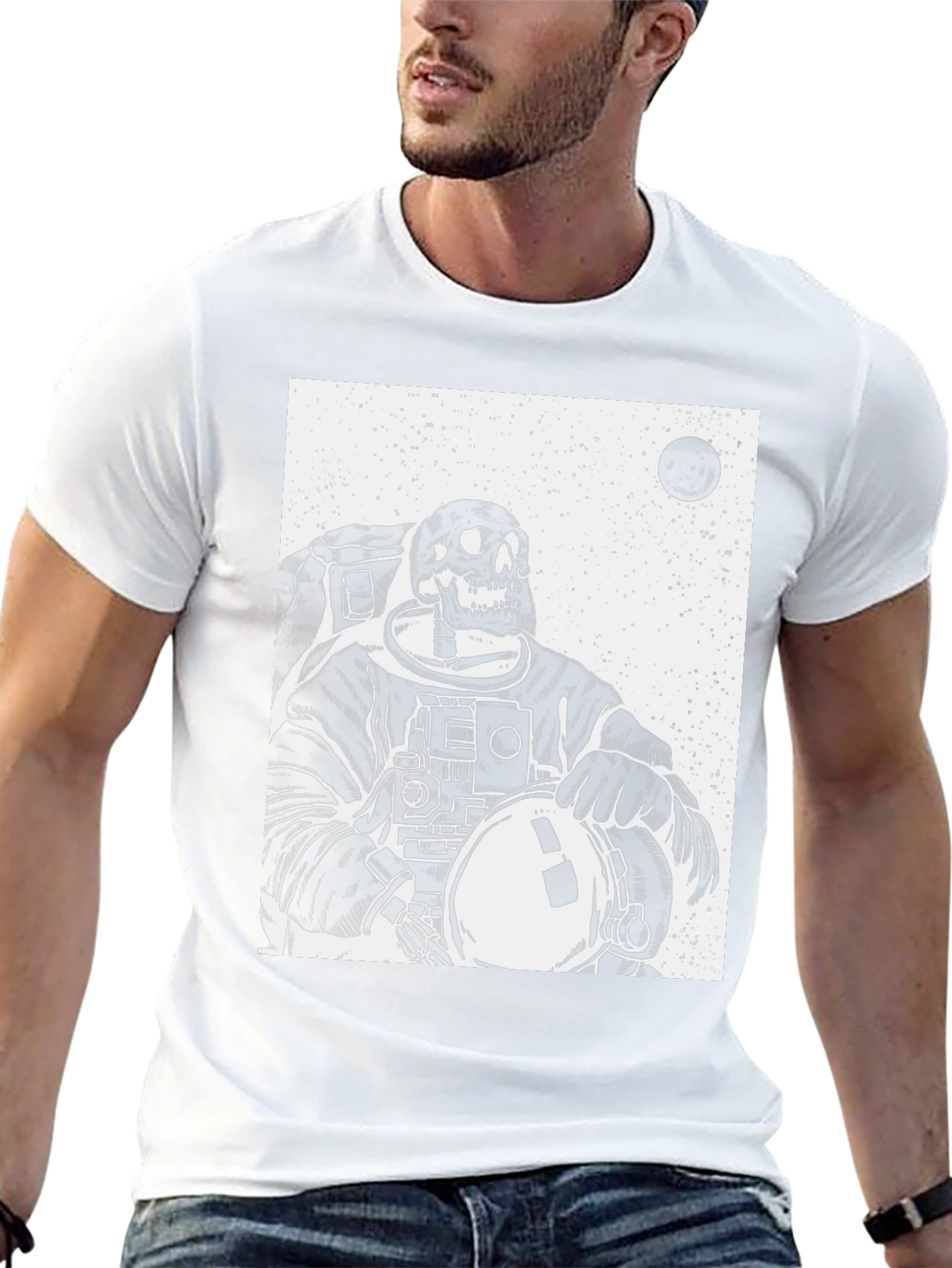 Astronaut Skeleton Graphic T-Shirt - Black