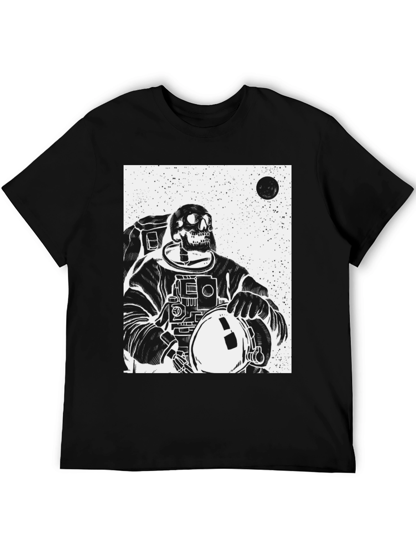 Astronaut Skeleton Graphic T-Shirt - Black