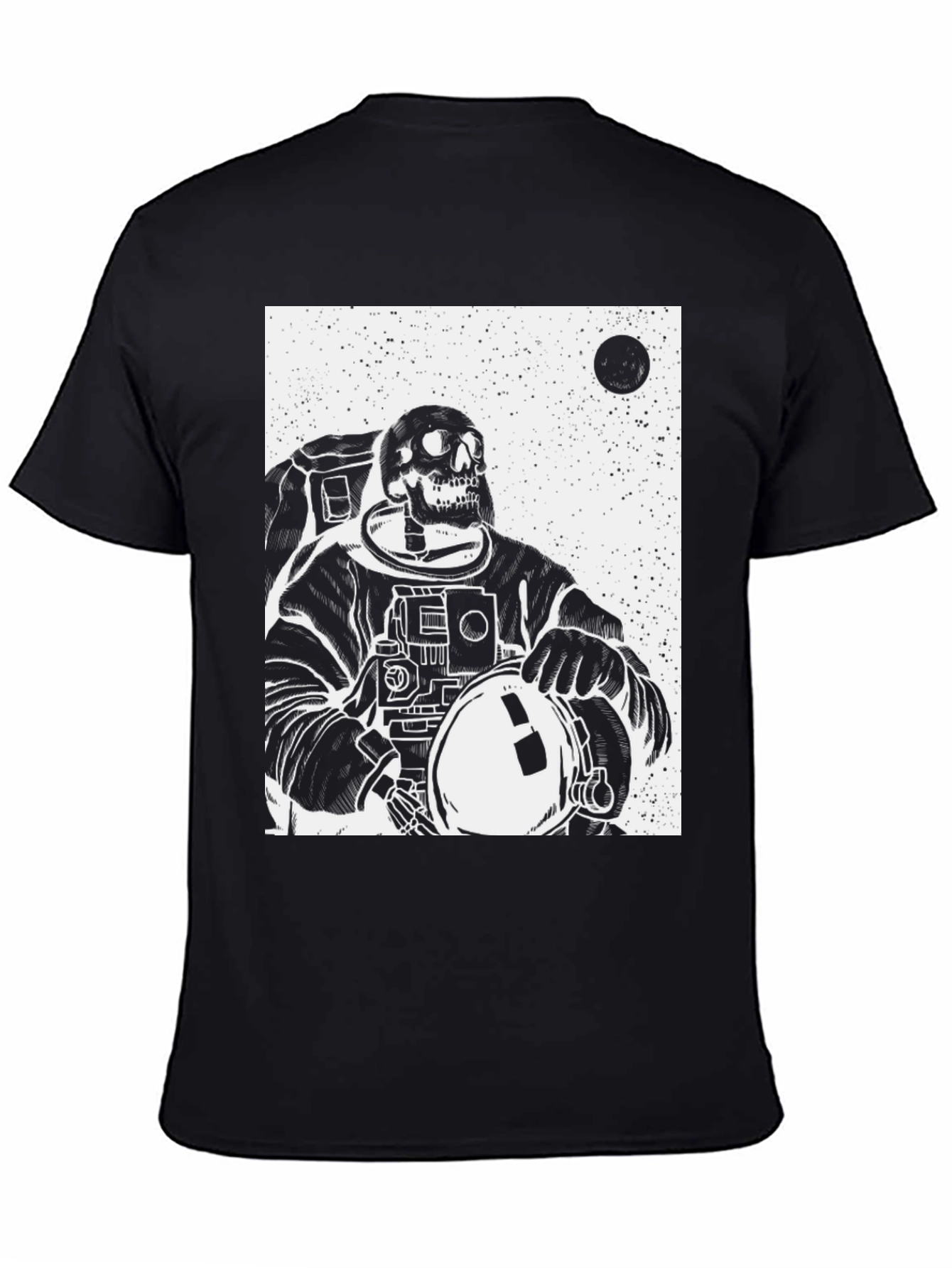 Astronaut Skeleton Graphic T-Shirt - Black