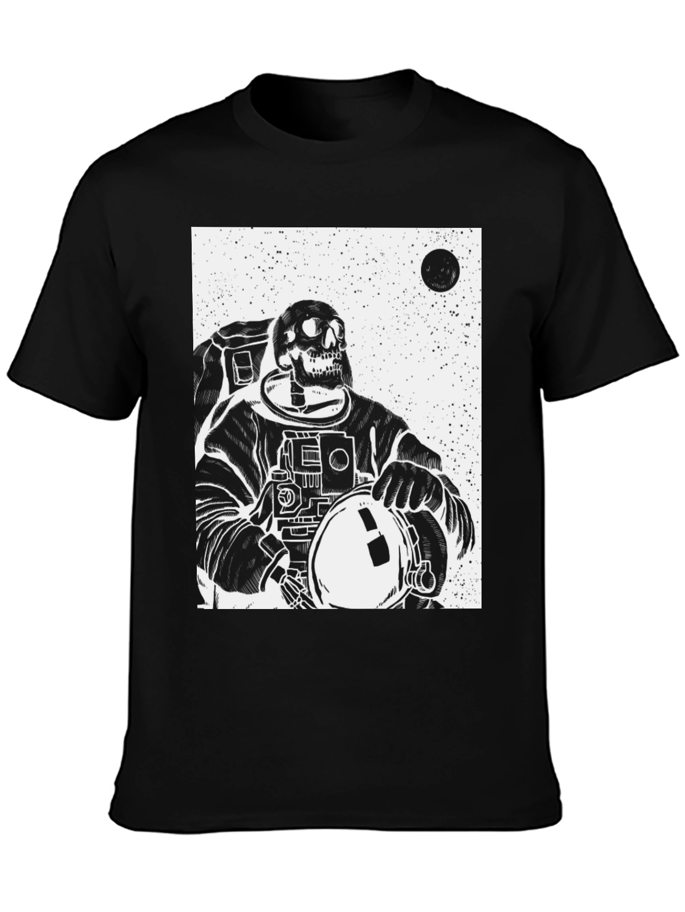 Astronaut Skeleton Graphic T-Shirt - Black