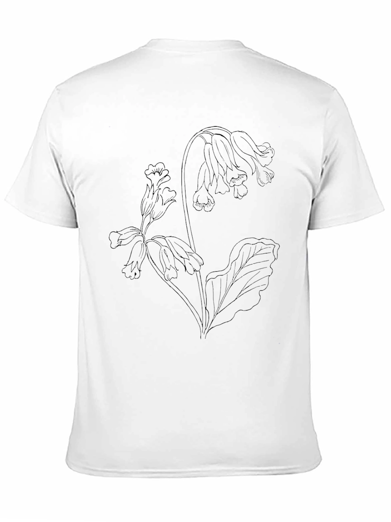Black Floral Line Art T-Shirt