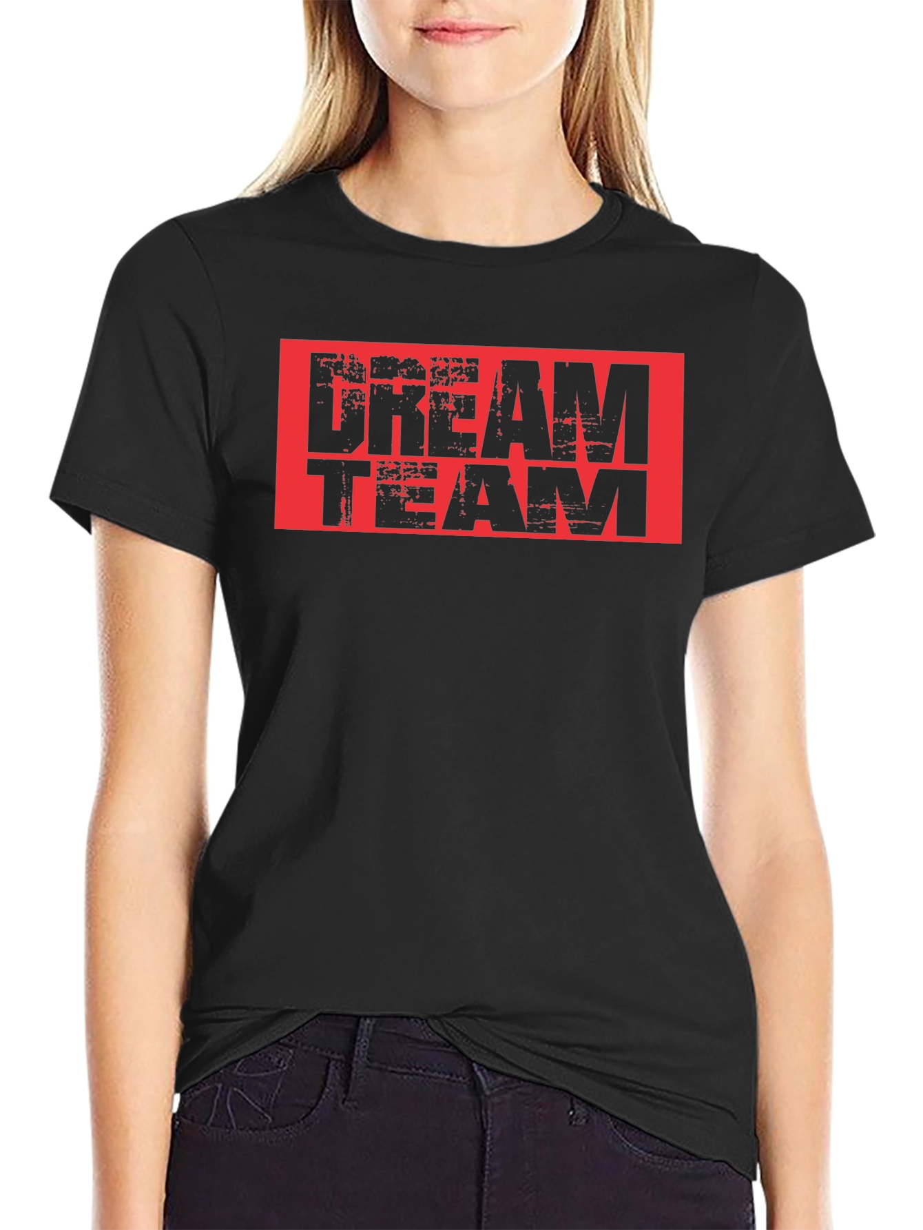 Dream Team Graphic Tee - Black Cotton T-Shirt