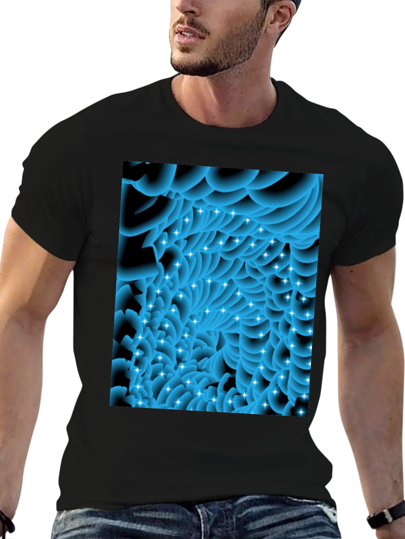 Abstract Swirls Tee - Modern Graphic Black T-Shirt