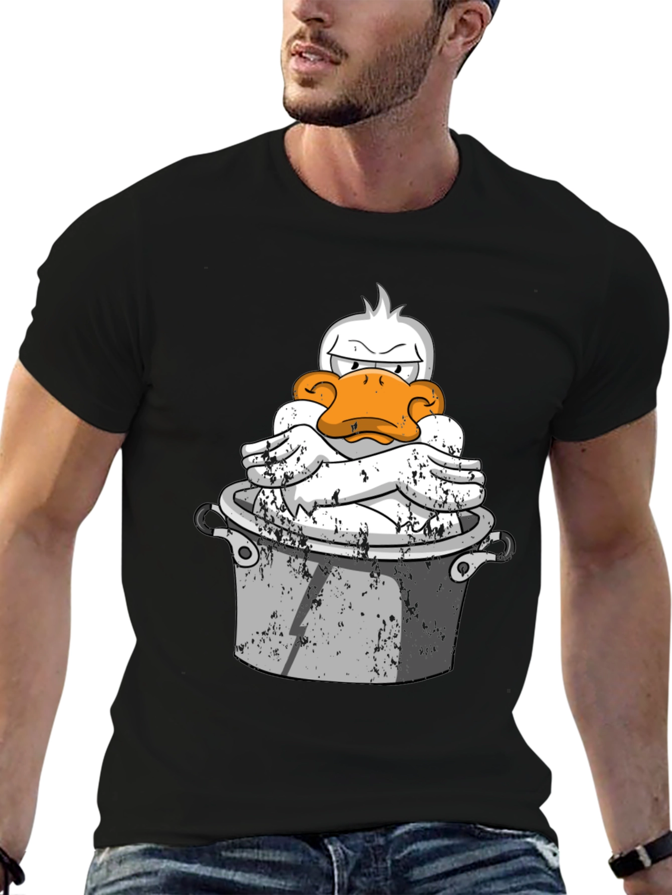 Funny Duck in Pot Graphic T-Shirt