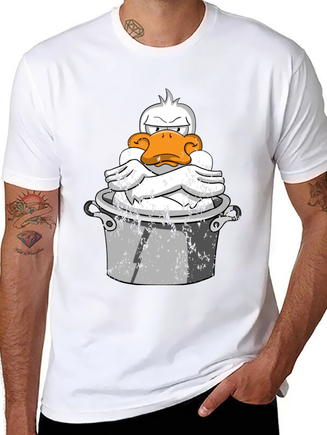 Funny Duck in Pot Graphic T-Shirt