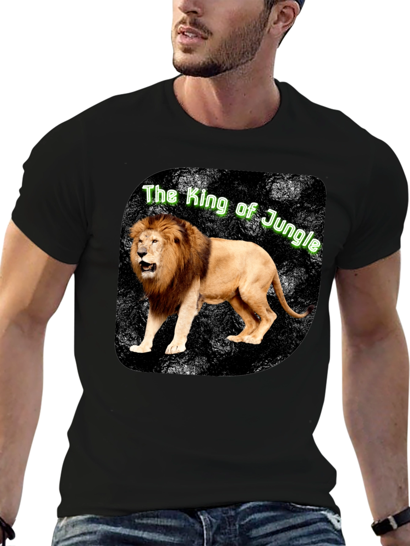 King of the Jungle Lion Graphic Tee - Black