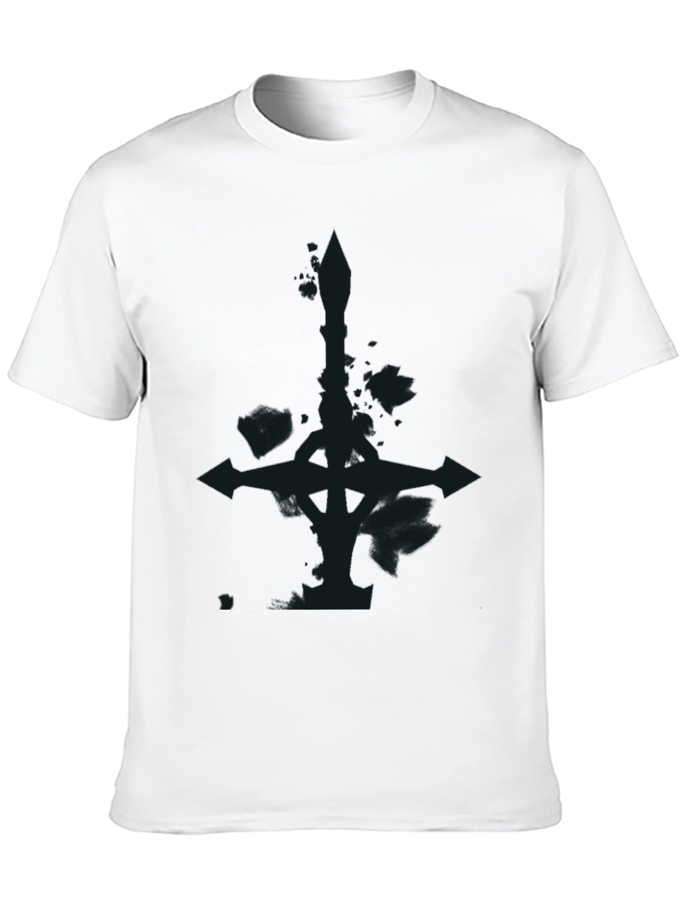 Mens Black Graphic Tee - Inverted Cross Design