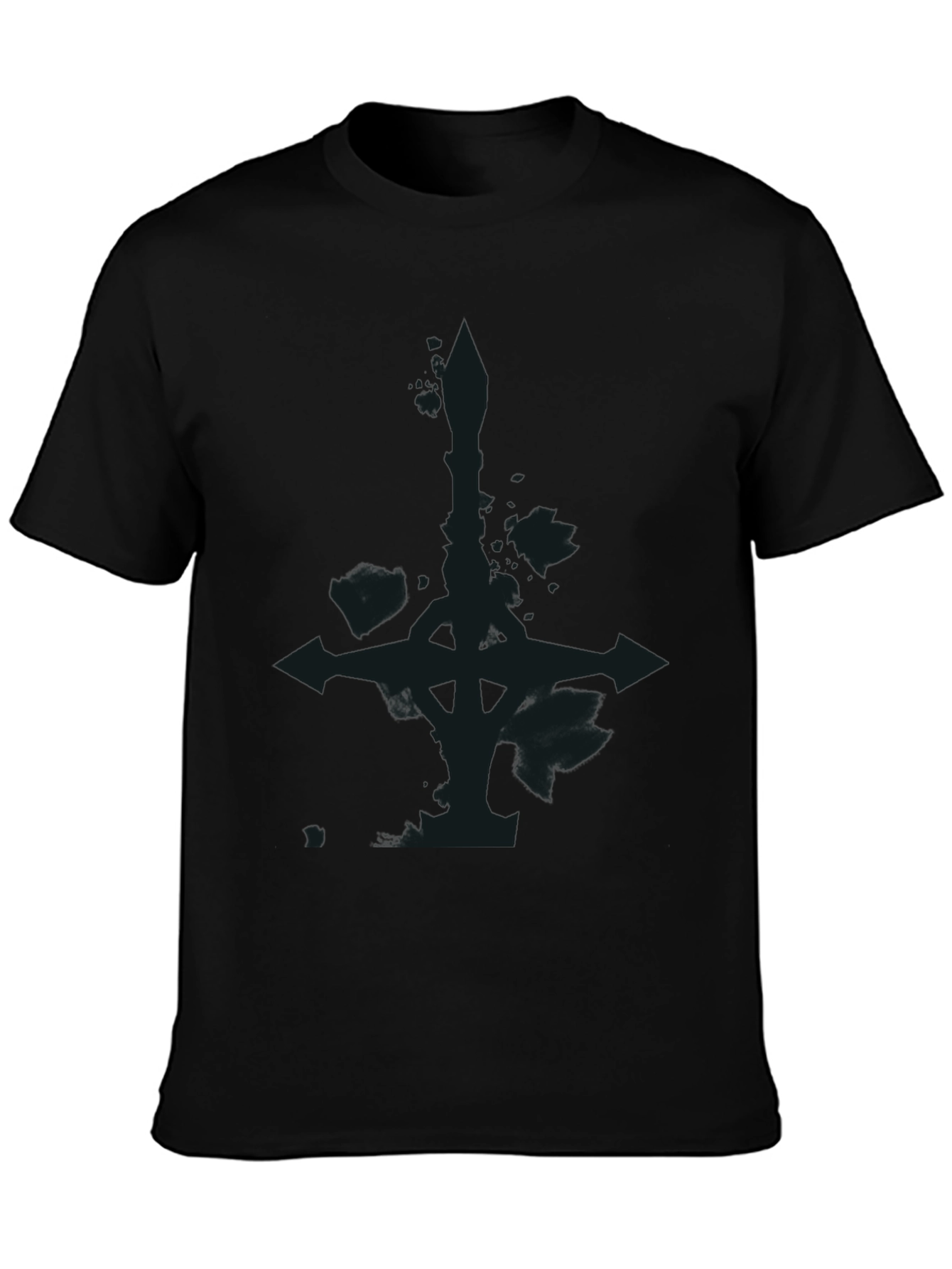 Mens Black Graphic Tee - Inverted Cross Design