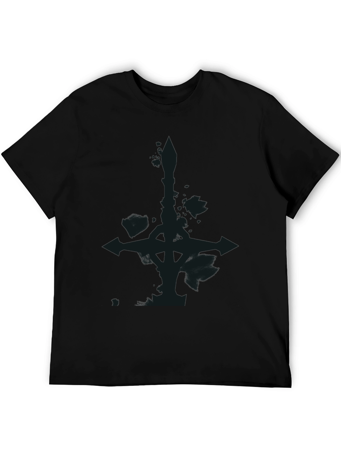 Mens Black Graphic Tee - Inverted Cross Design