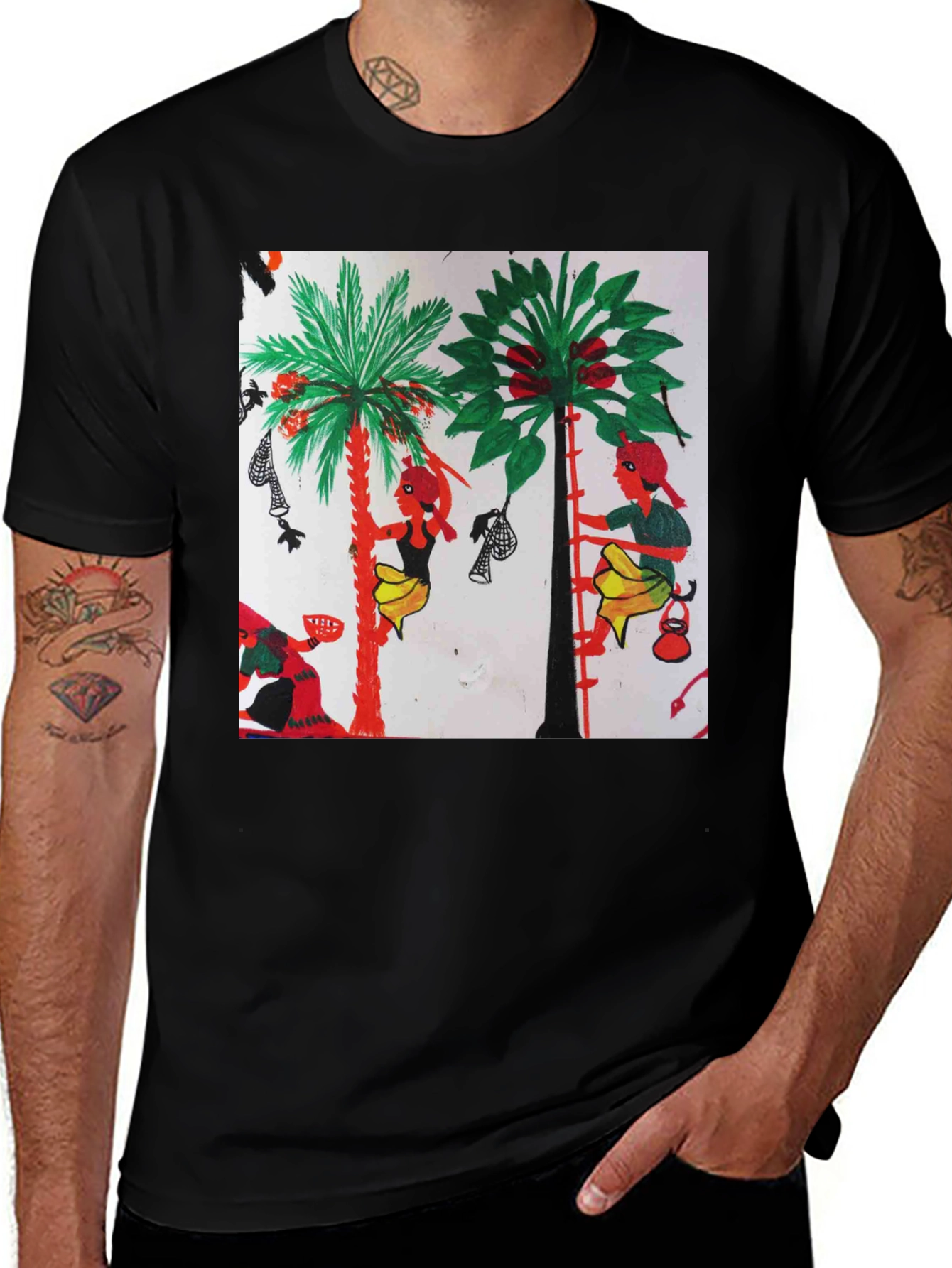 Artistic Print Black T-Shirt