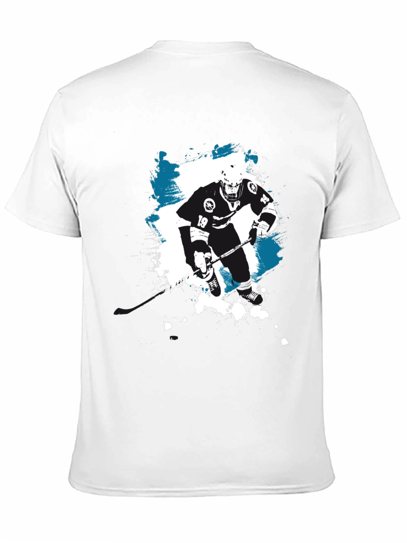 Hockey Player Graphic T-Shirt - Black