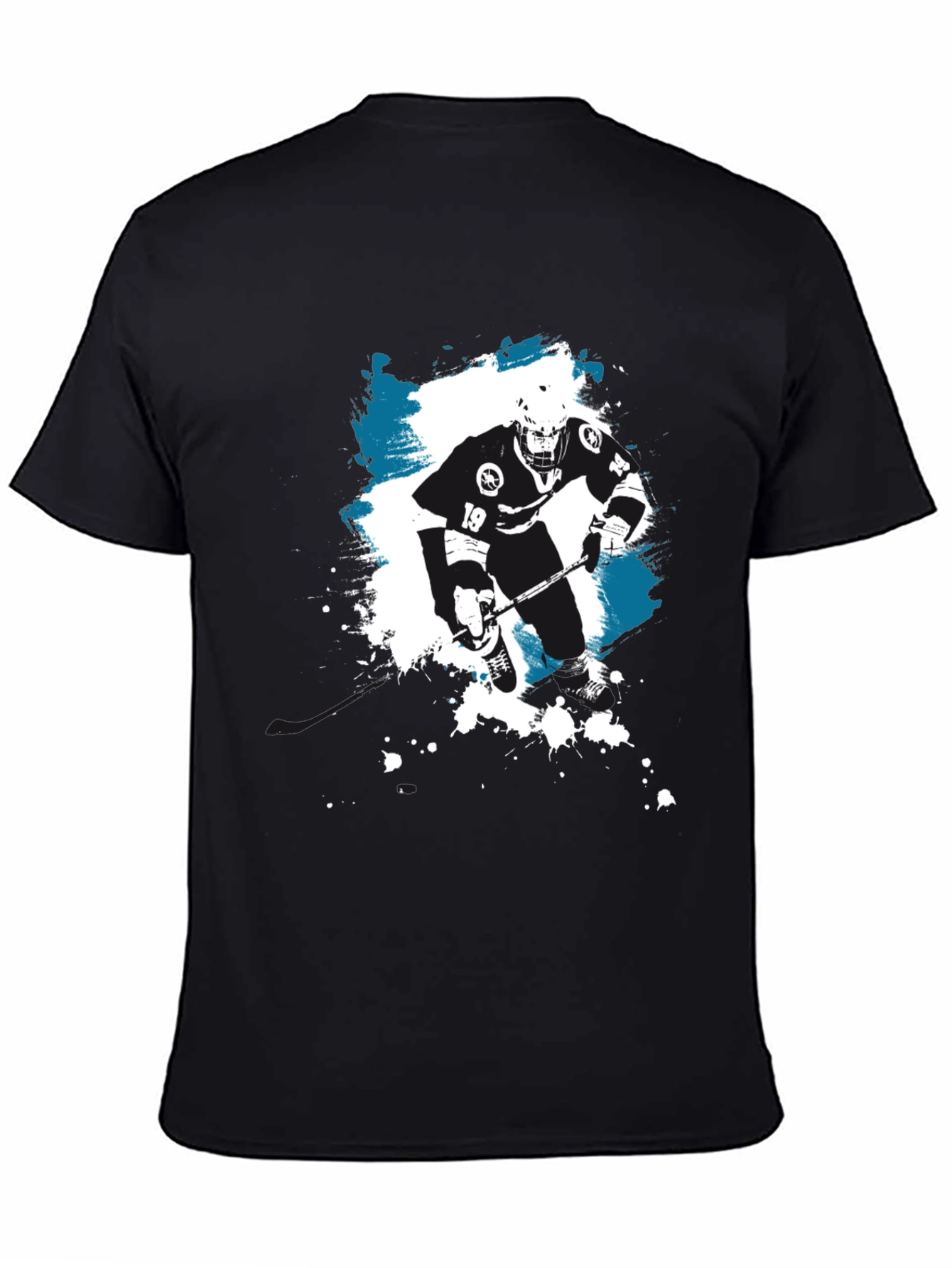 Hockey Player Graphic T-Shirt - Black