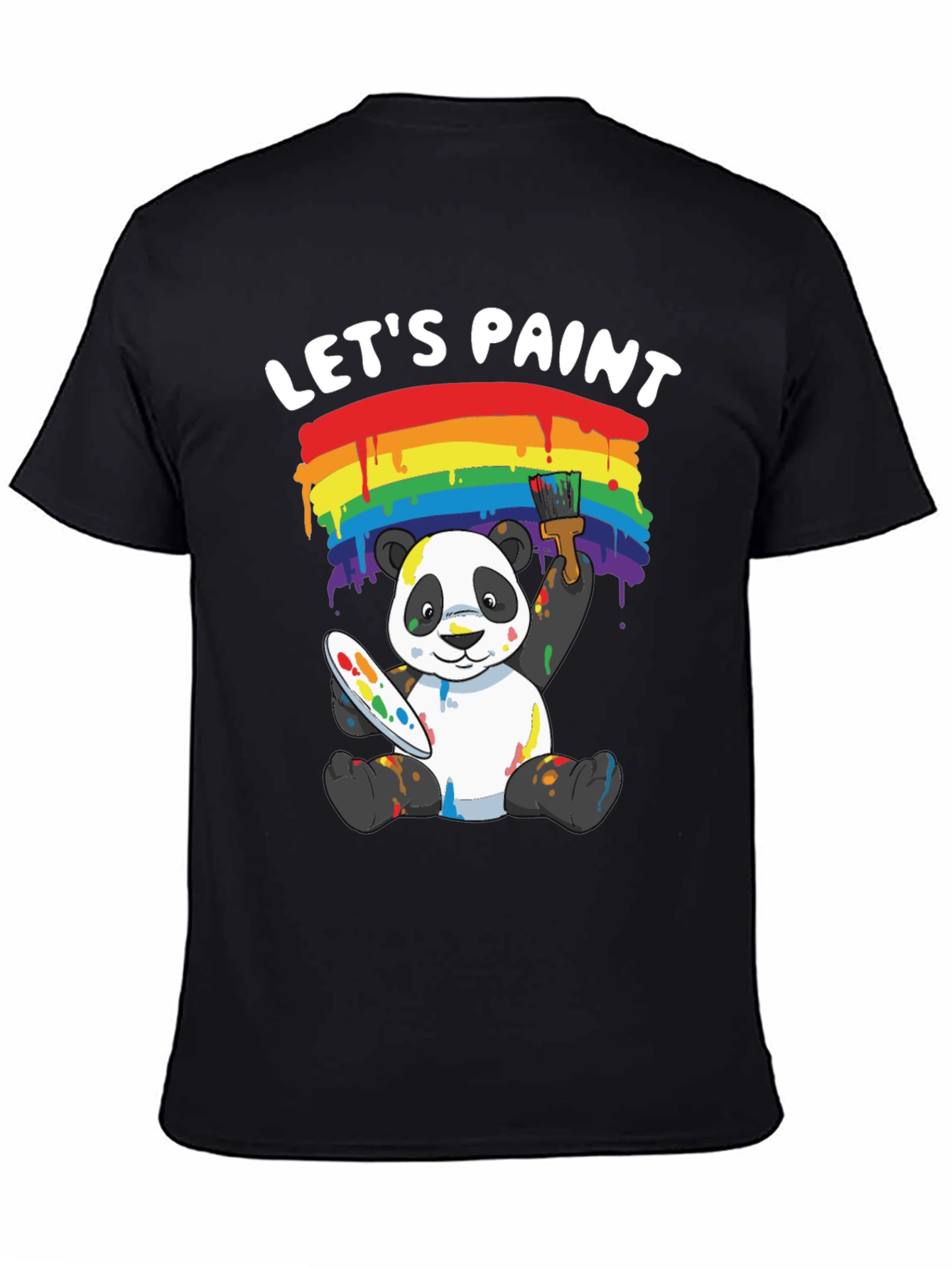 Lets Paint Panda T-Shirt - Rainbow Art Tee