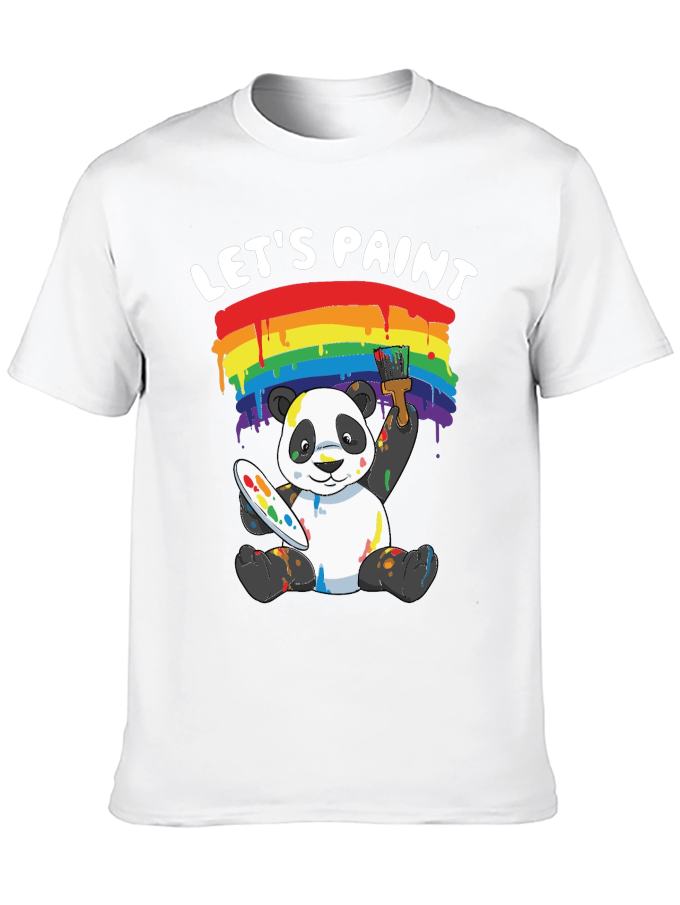 Lets Paint Panda T-Shirt - Rainbow Art Tee