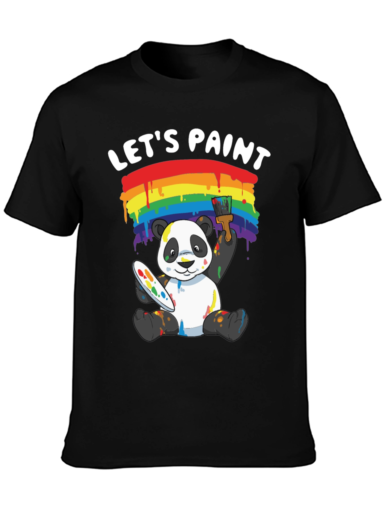 Lets Paint Panda T-Shirt - Rainbow Art Tee