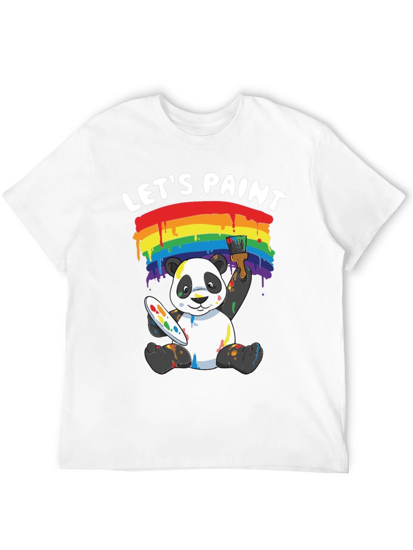 Lets Paint Panda T-Shirt - Rainbow Art Tee