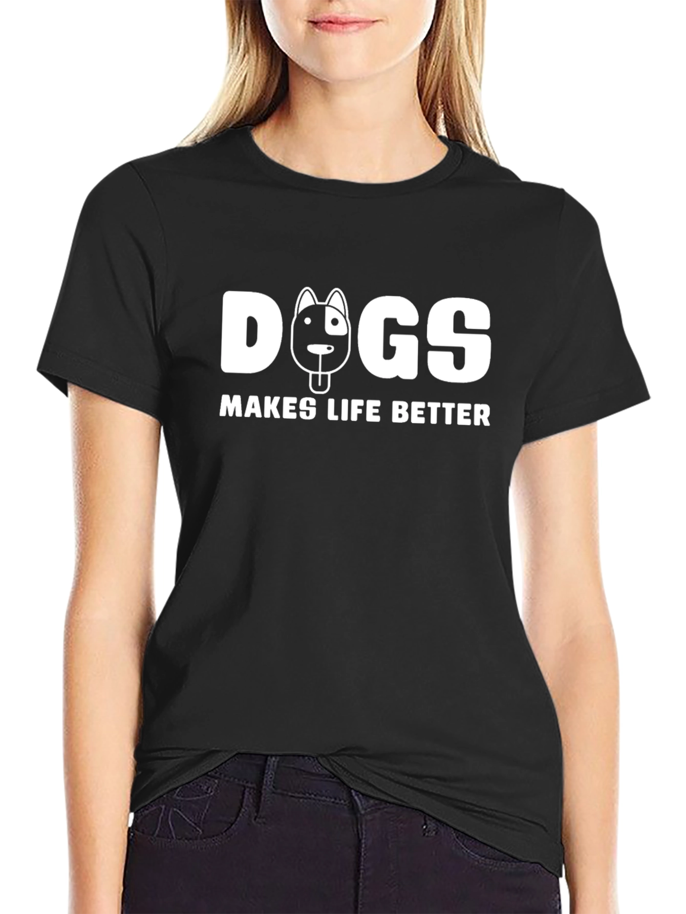 Dogs Make Life Better T-Shirt - Black
