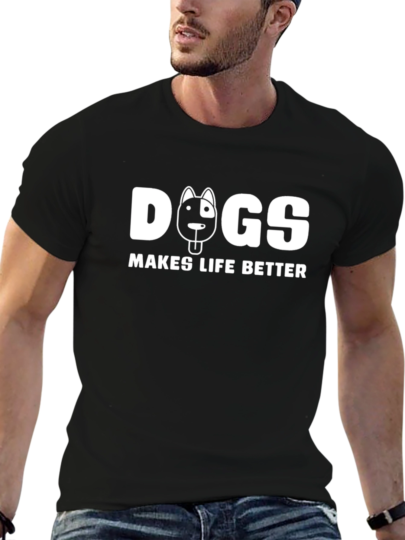 Dogs Make Life Better T-Shirt - Black