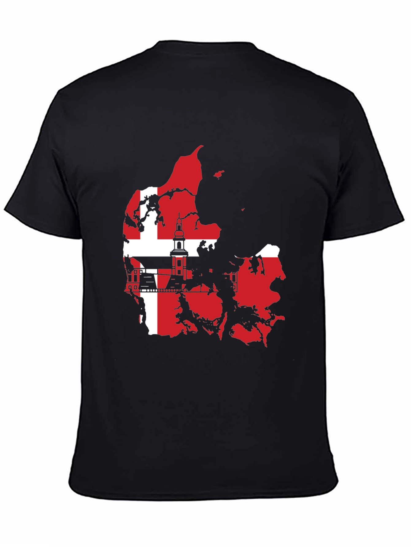 Denmark Flag Map T-Shirt - Black Graphic Tee