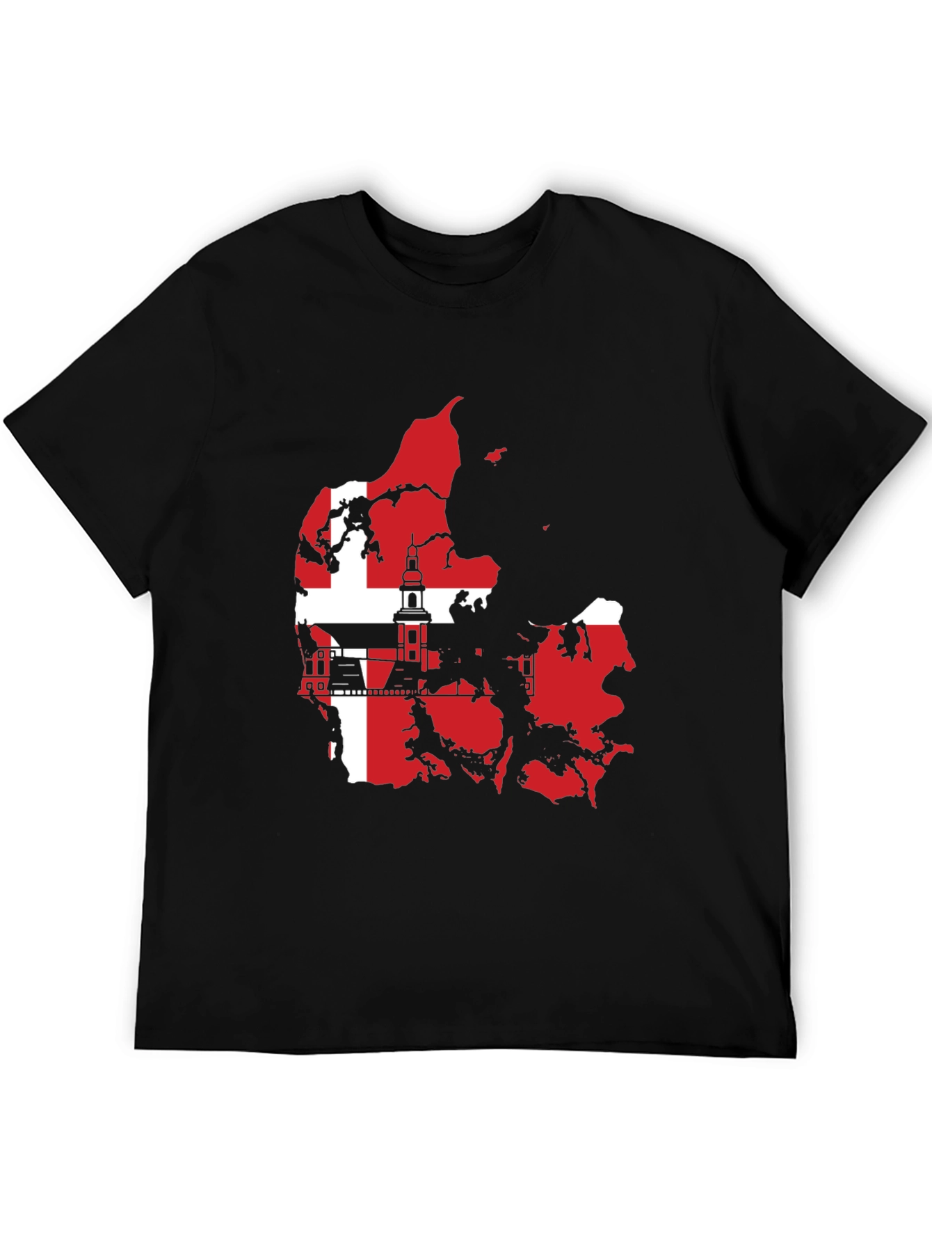 Denmark Flag Map T-Shirt - Black Graphic Tee