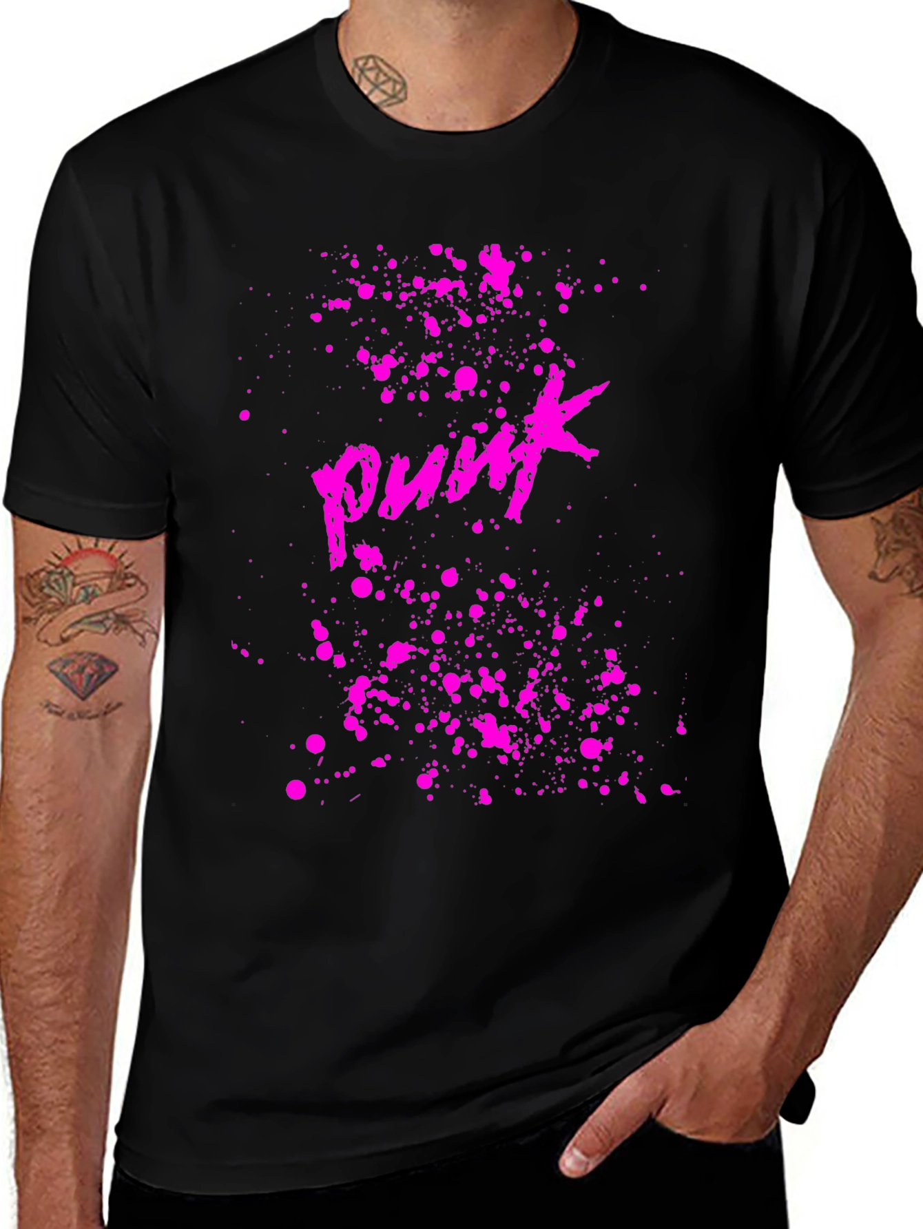 Punk Graphic Tee - Black Cotton T-Shirt