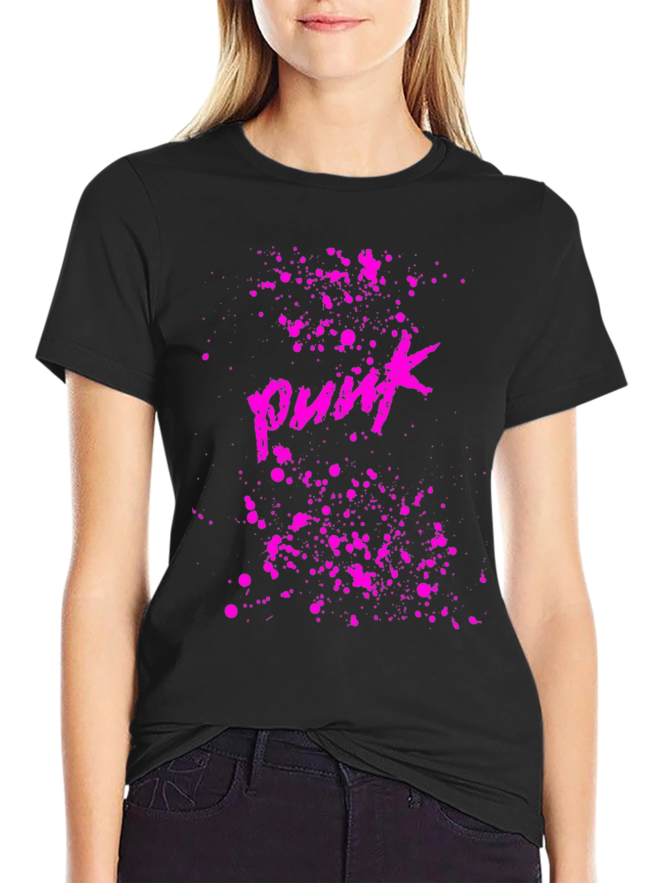 Punk Graphic Tee - Black Cotton T-Shirt