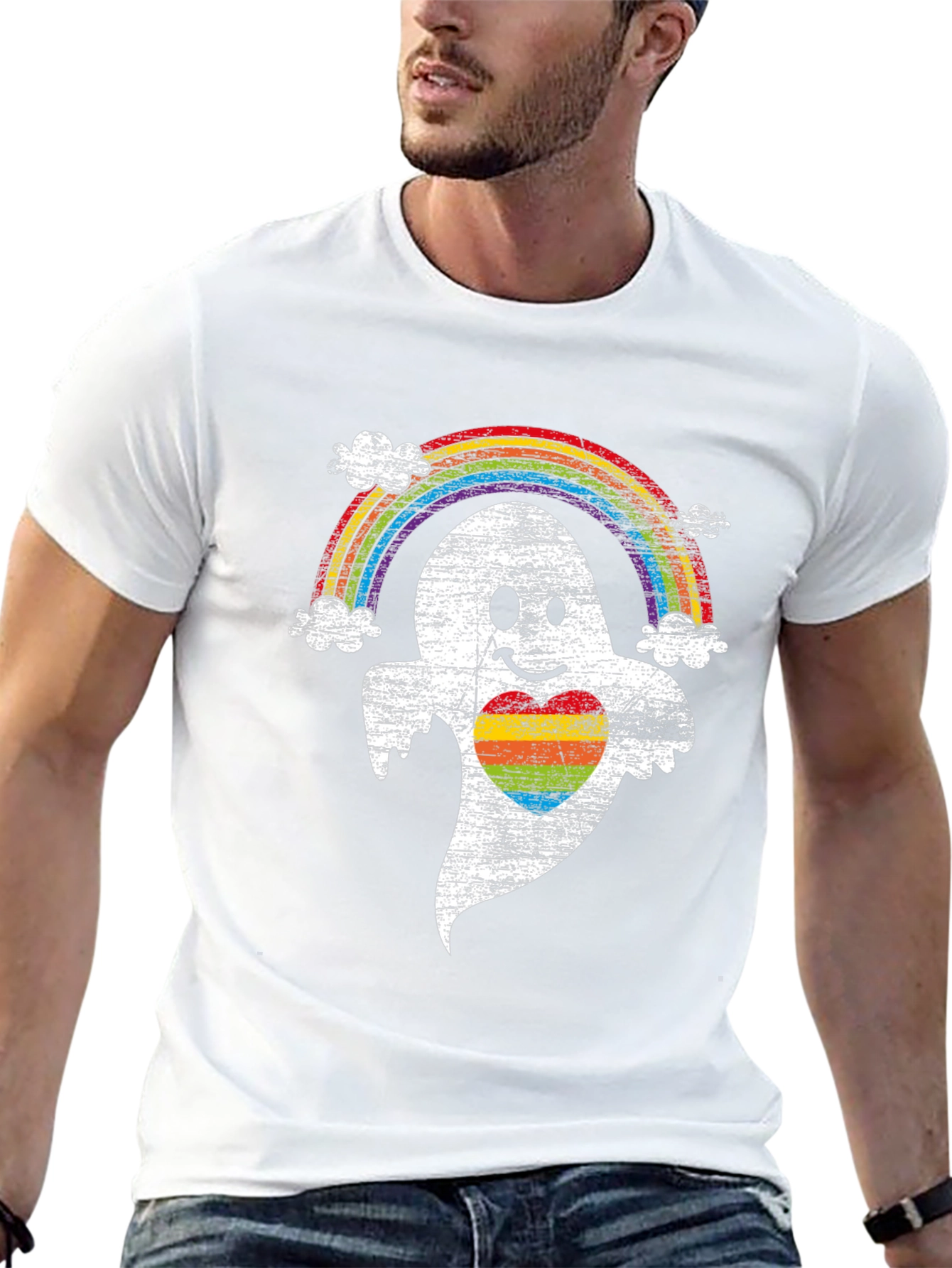 Rainbow Pride Ghost T-Shirt - Halloween LGBTQ Tee