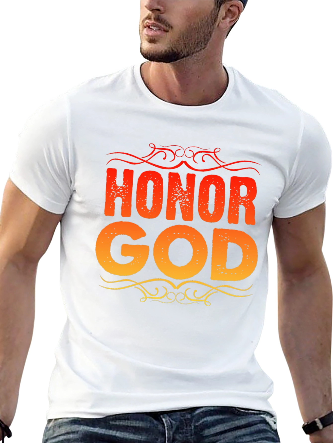Honor God Graphic Tee - Christian Black T-Shirt