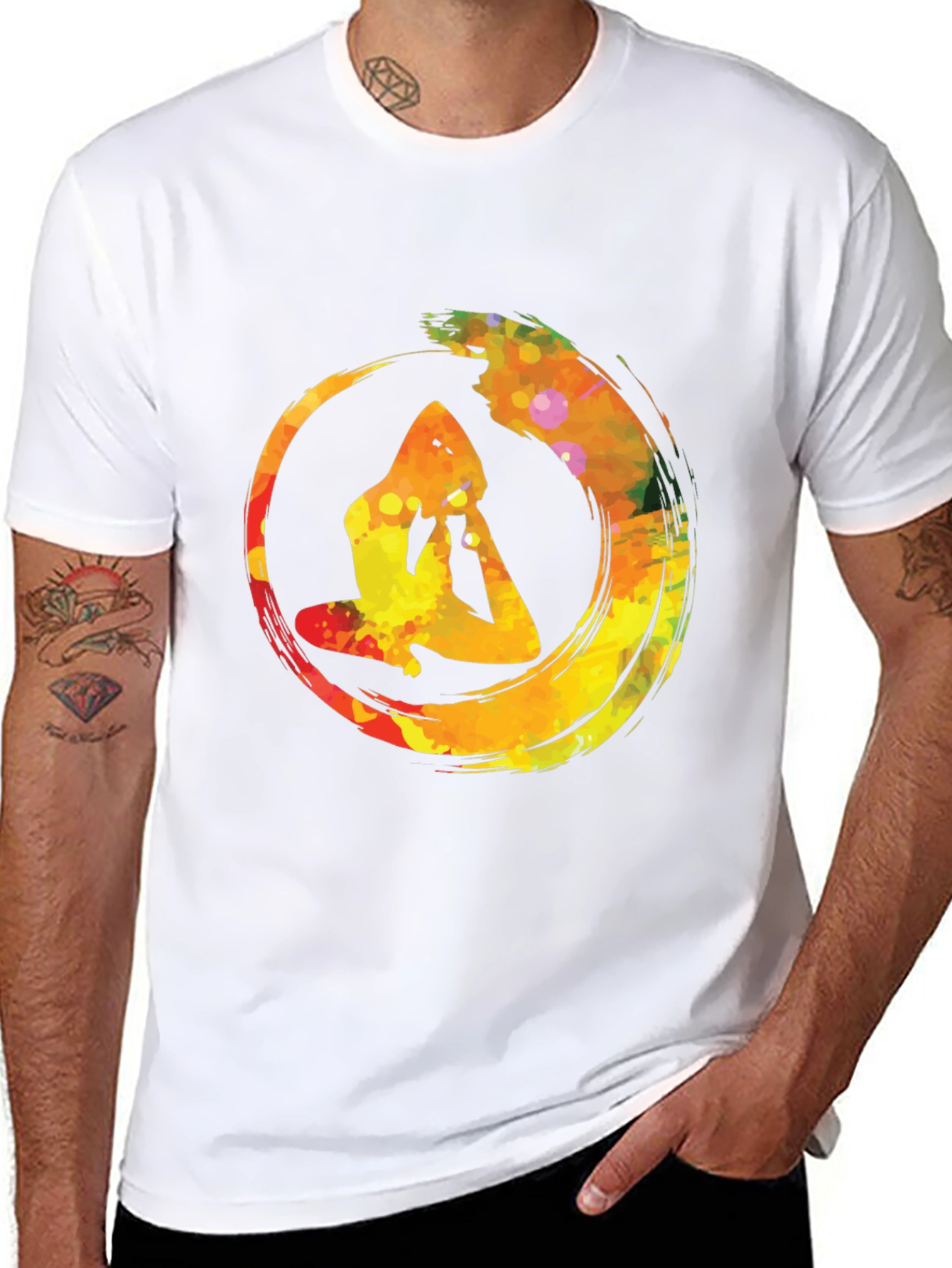 Yoga Enso Circle Mens Black T-Shirt