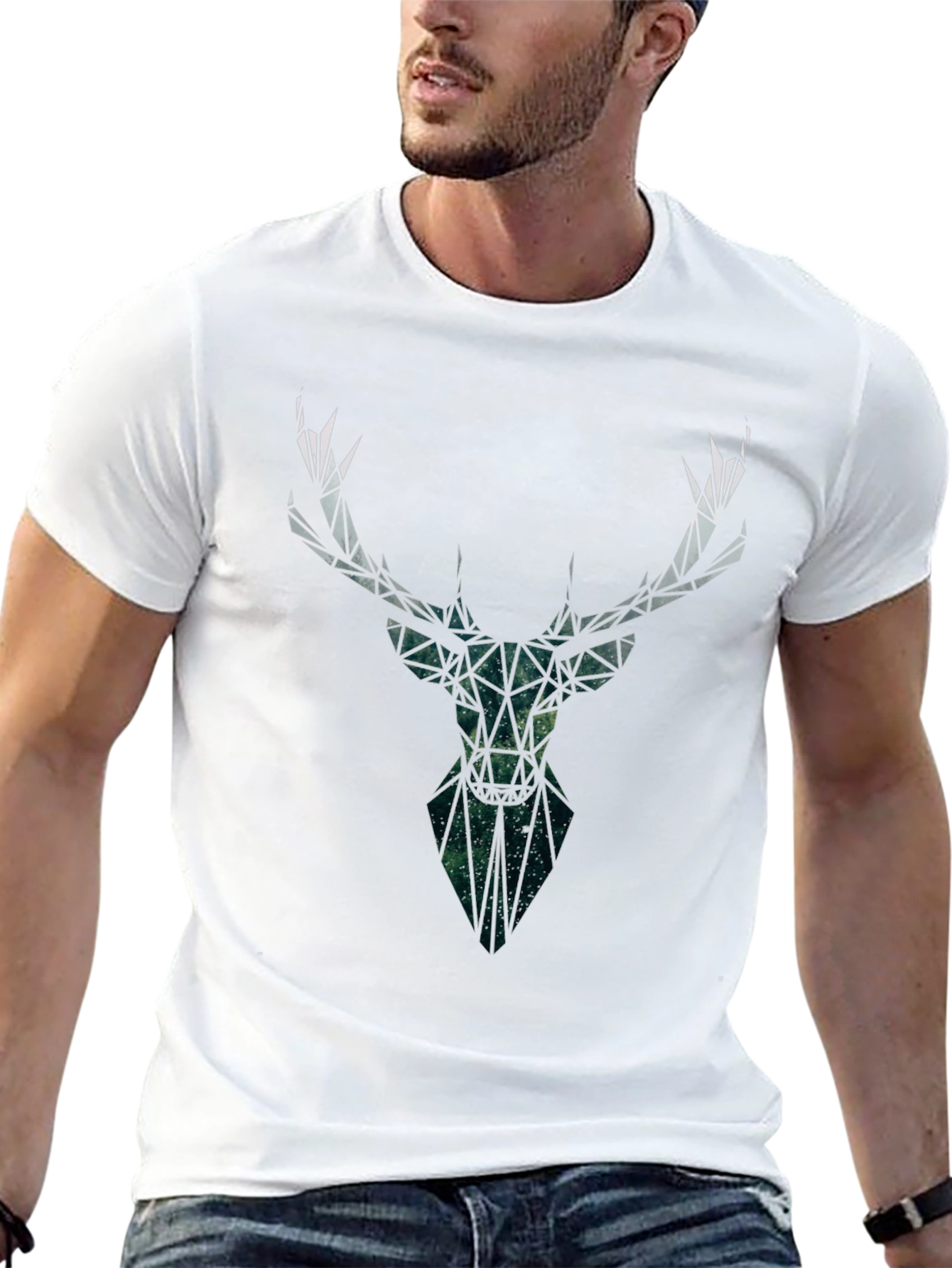 Geometric Deer Head Graphic Tee