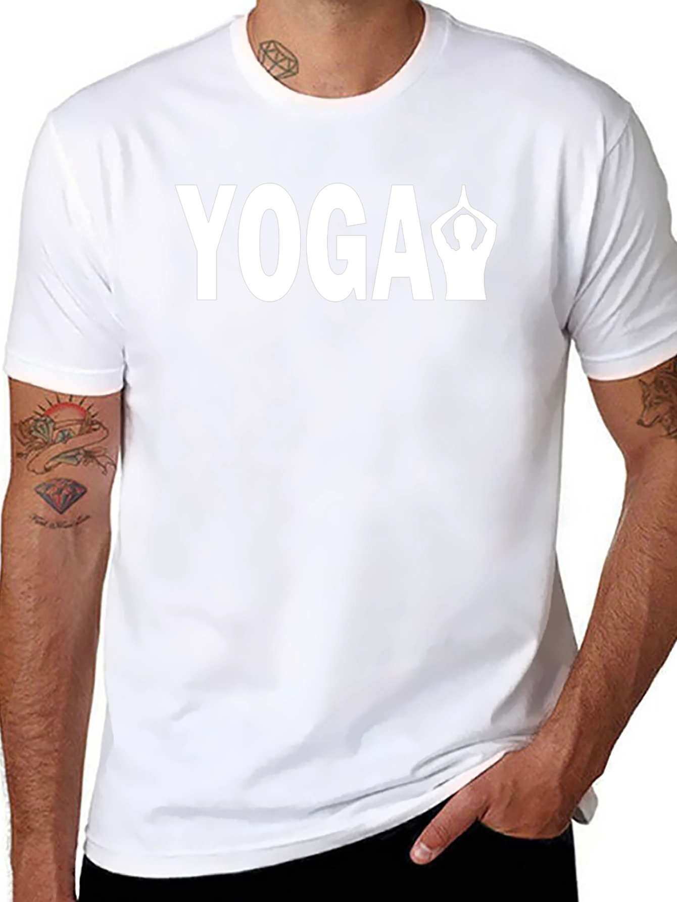 Yoga Pose Graphic Tee - Black Cotton Blend