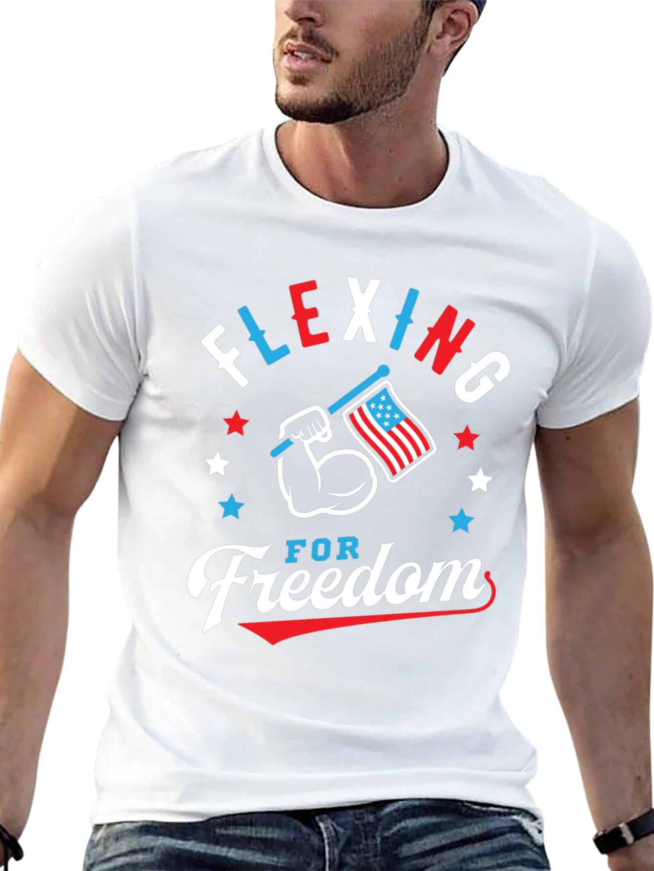 Flexing for Freedom Patriotic T-Shirt