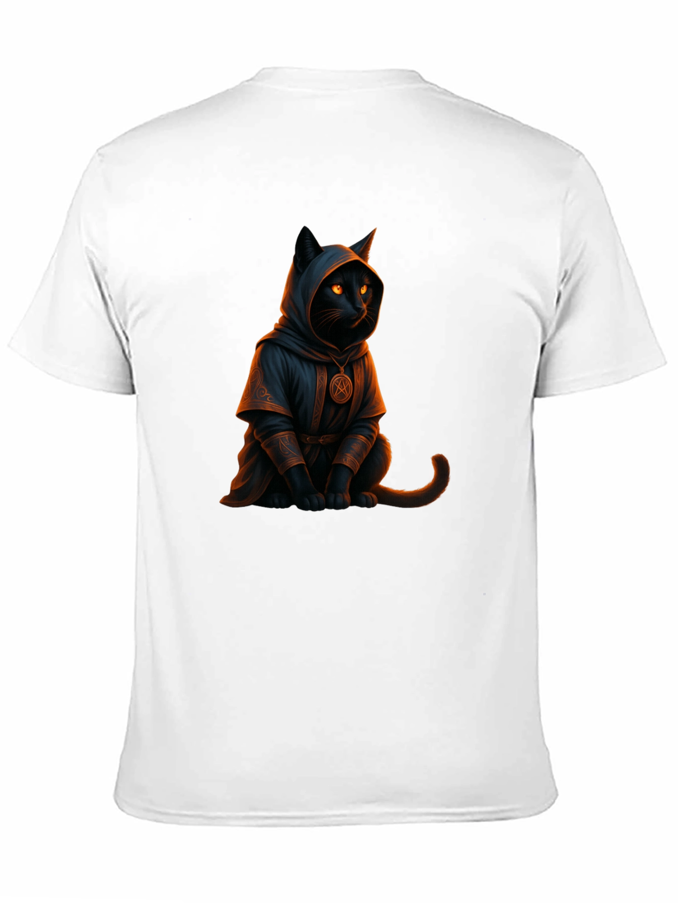 Wizard Cat Graphic Tee - Black Cotton T-Shirt