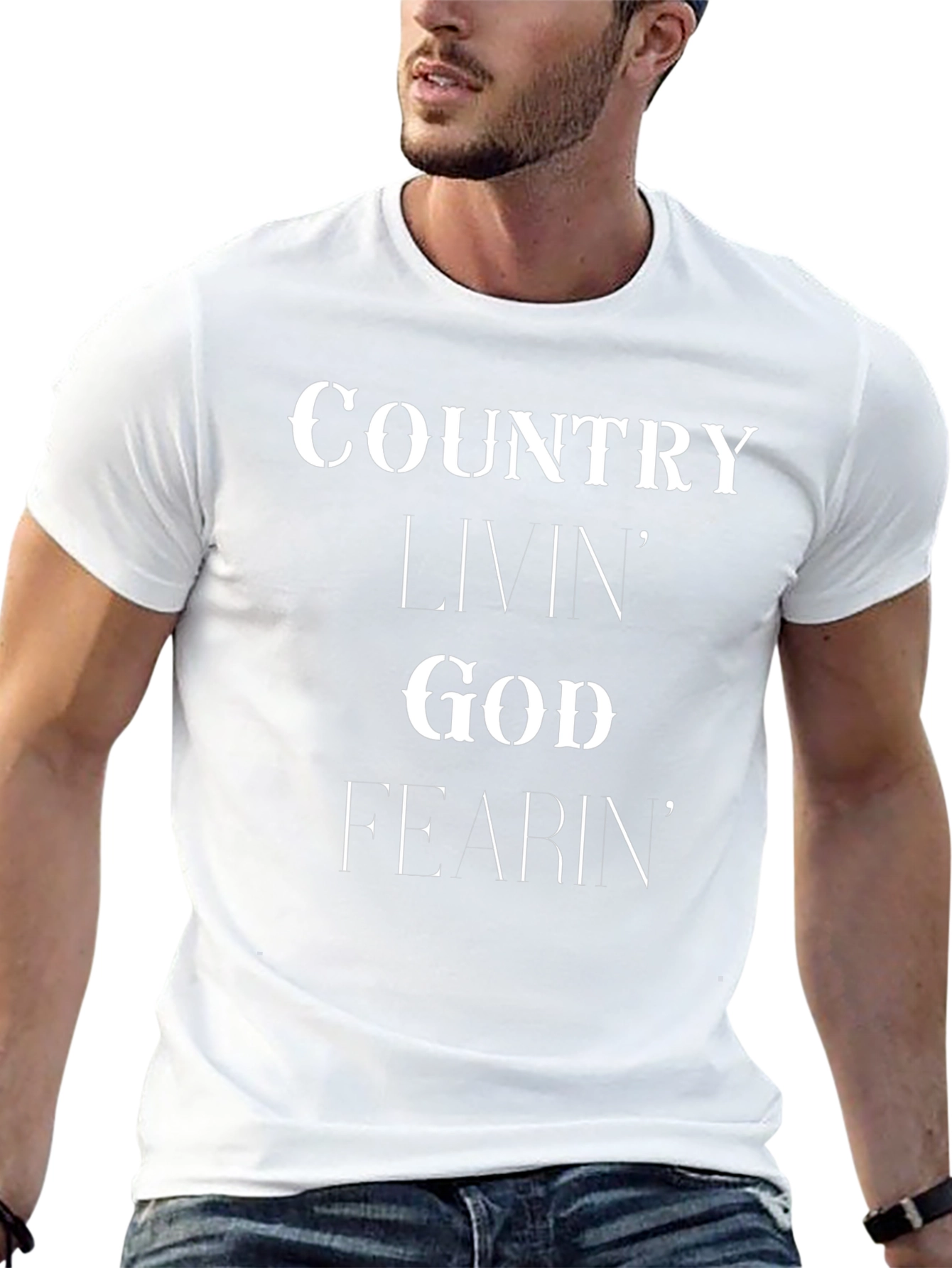 Country Livin God Fearin Graphic Tee - Black