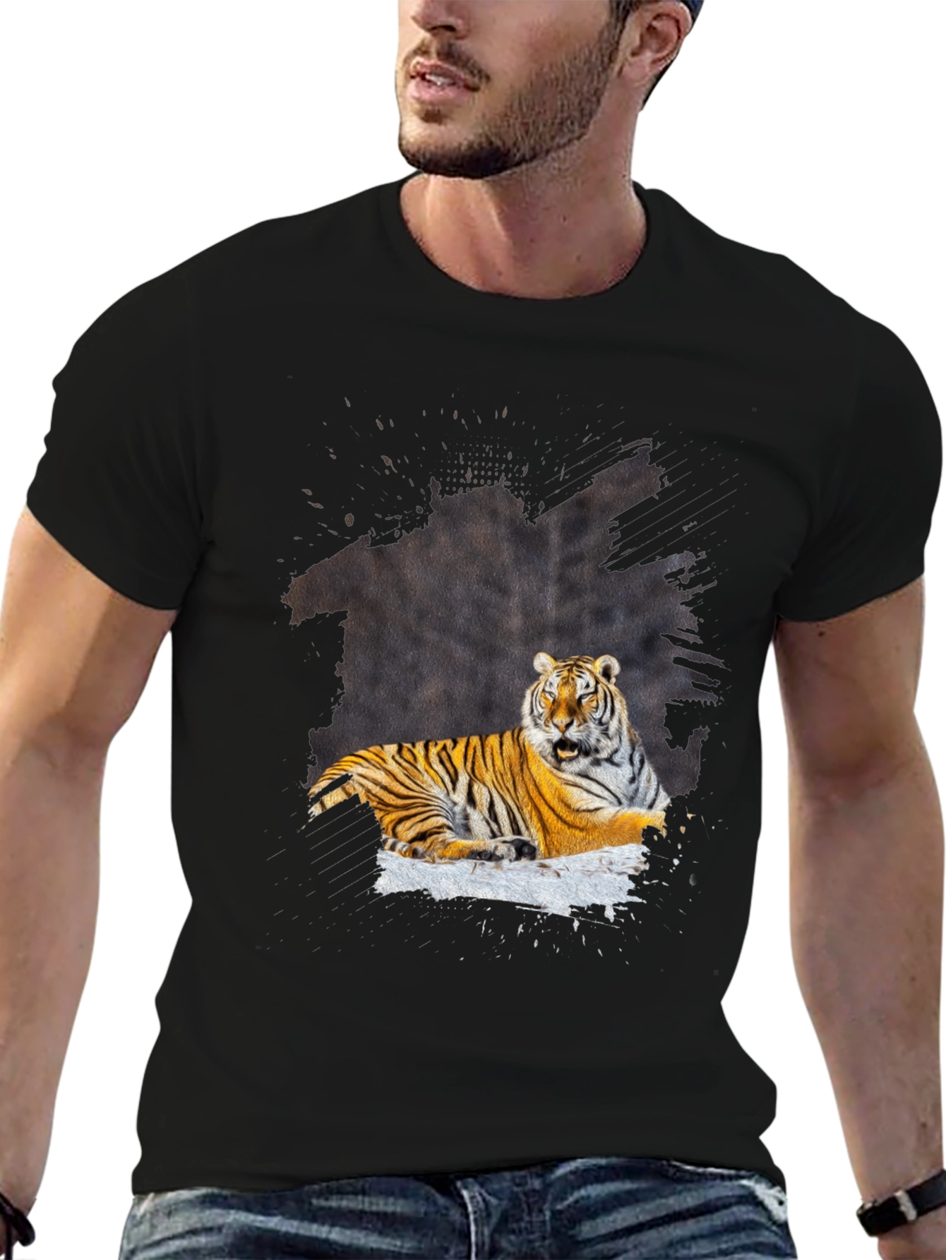 Tiger Graphic Tee - Black Casual T-Shirt