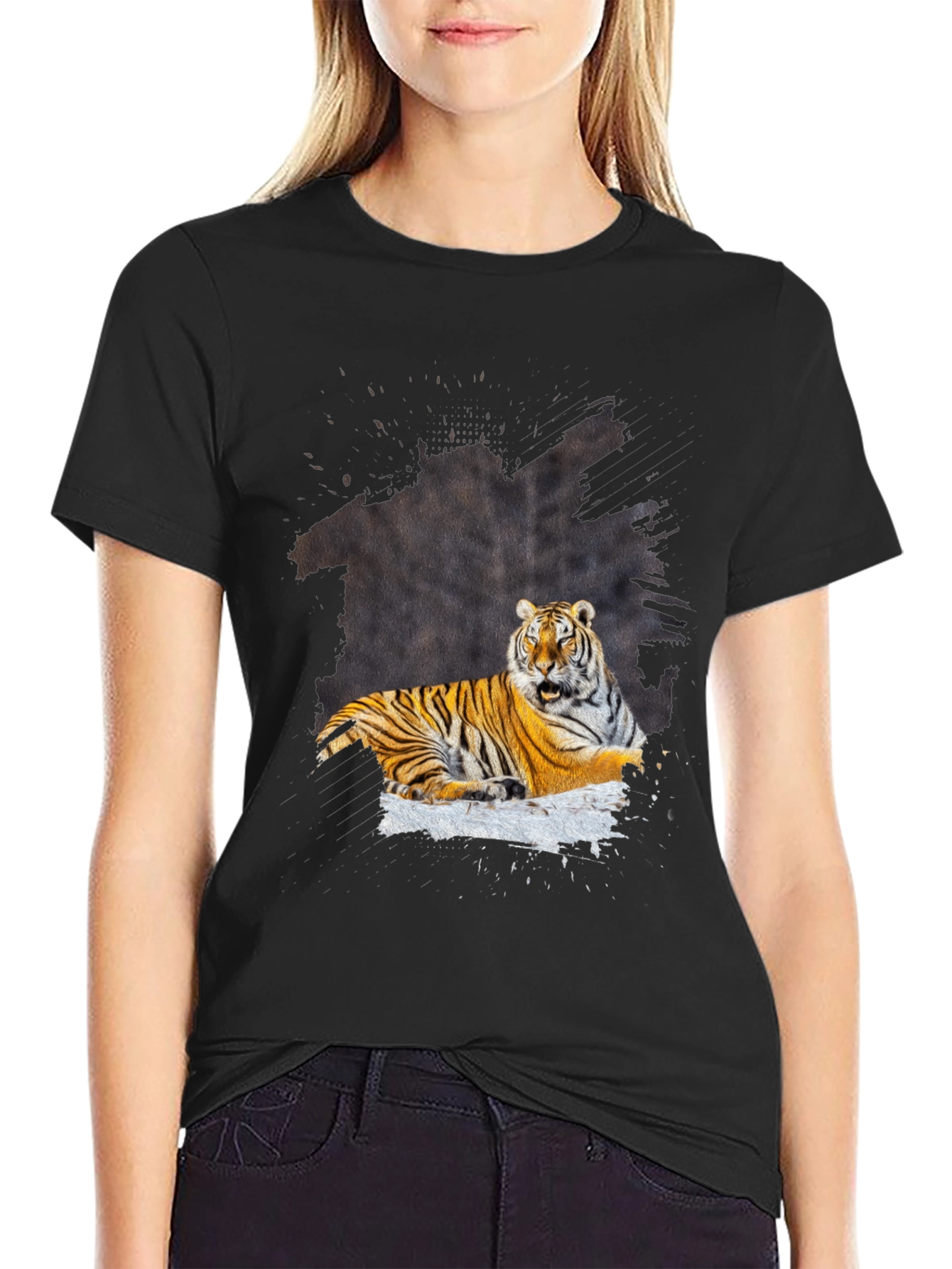 Tiger Graphic Tee - Black Casual T-Shirt
